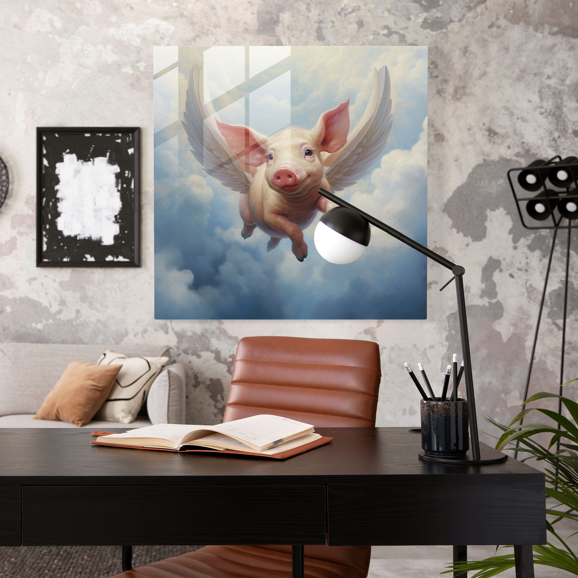 Glasbild Pink Floyd - Schwein im Flug - Wanddekoration traumhaft Glaswandkunst