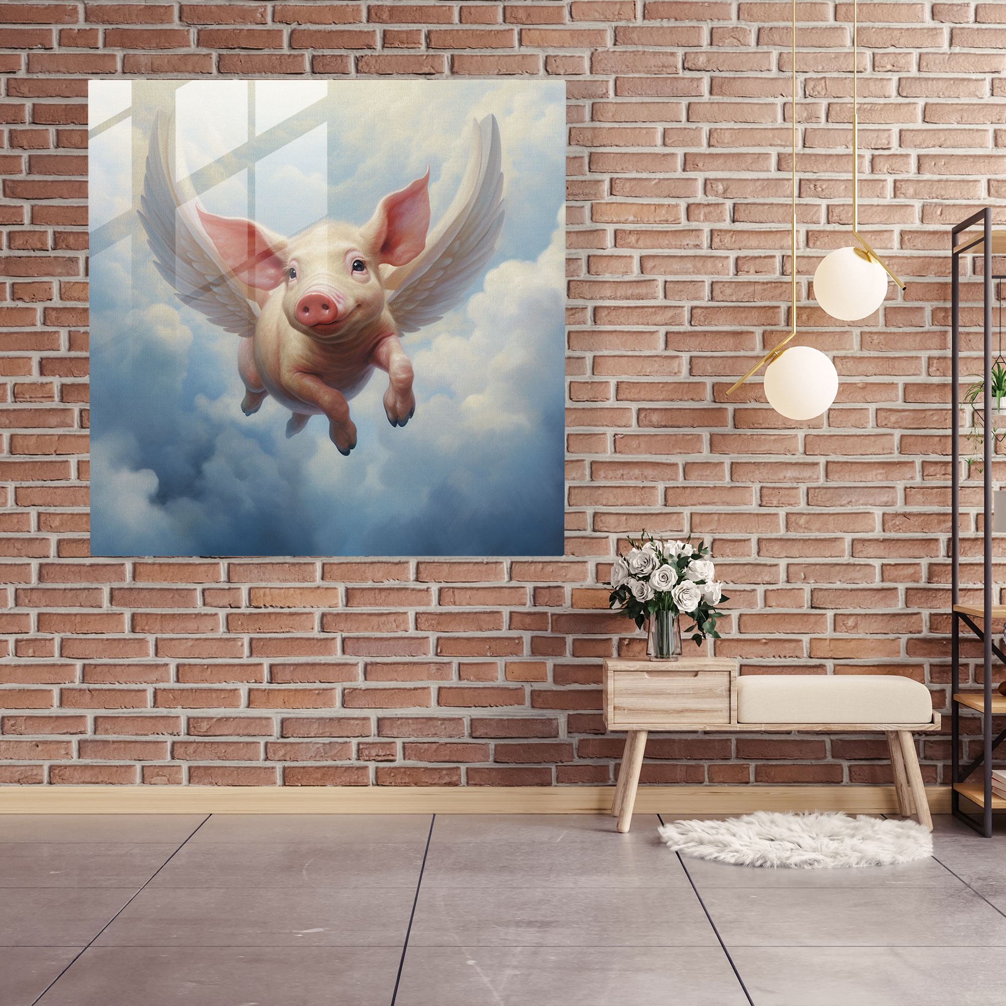 Glasbild Pink Floyd - Schwein im Flug - Wanddekoration traumhaft Glaswandkunst