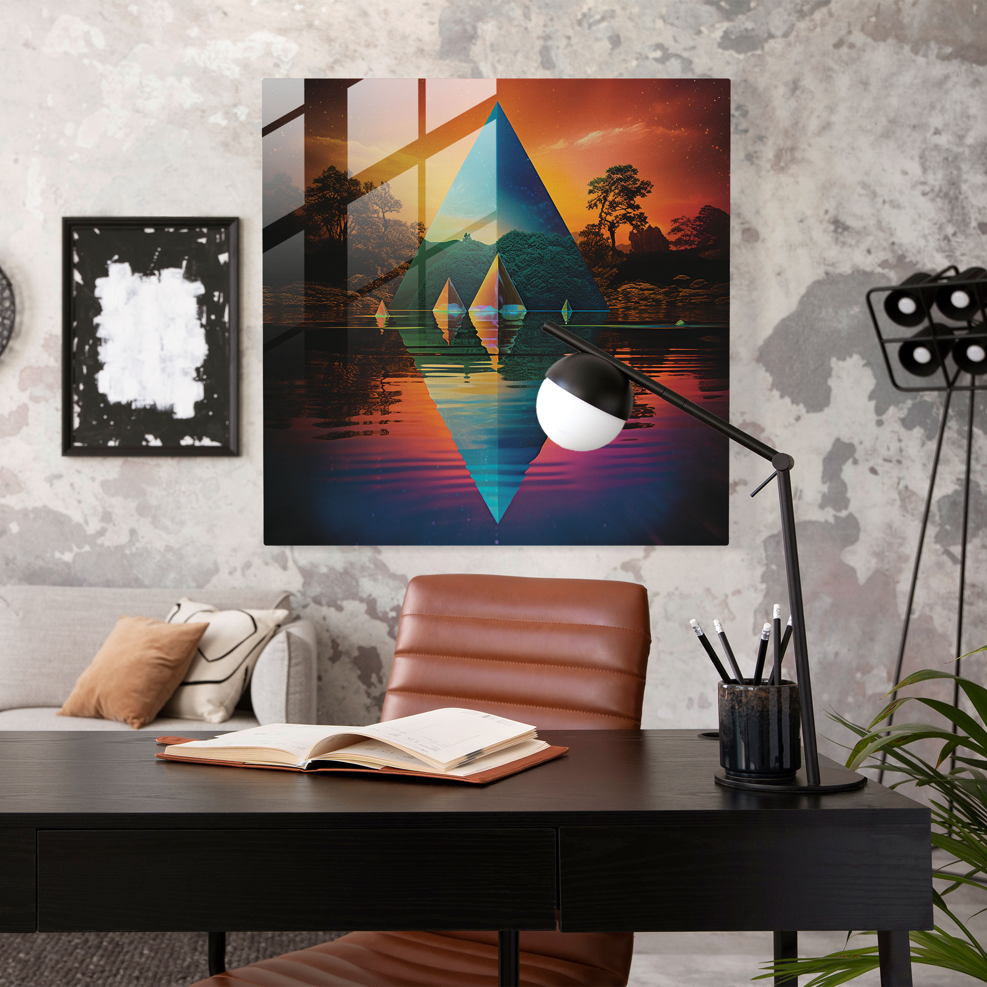 Glasbild Pink Floyd - Klangreflexionen - Lebendige Typografie Glas-Kunst Wanddekoration
