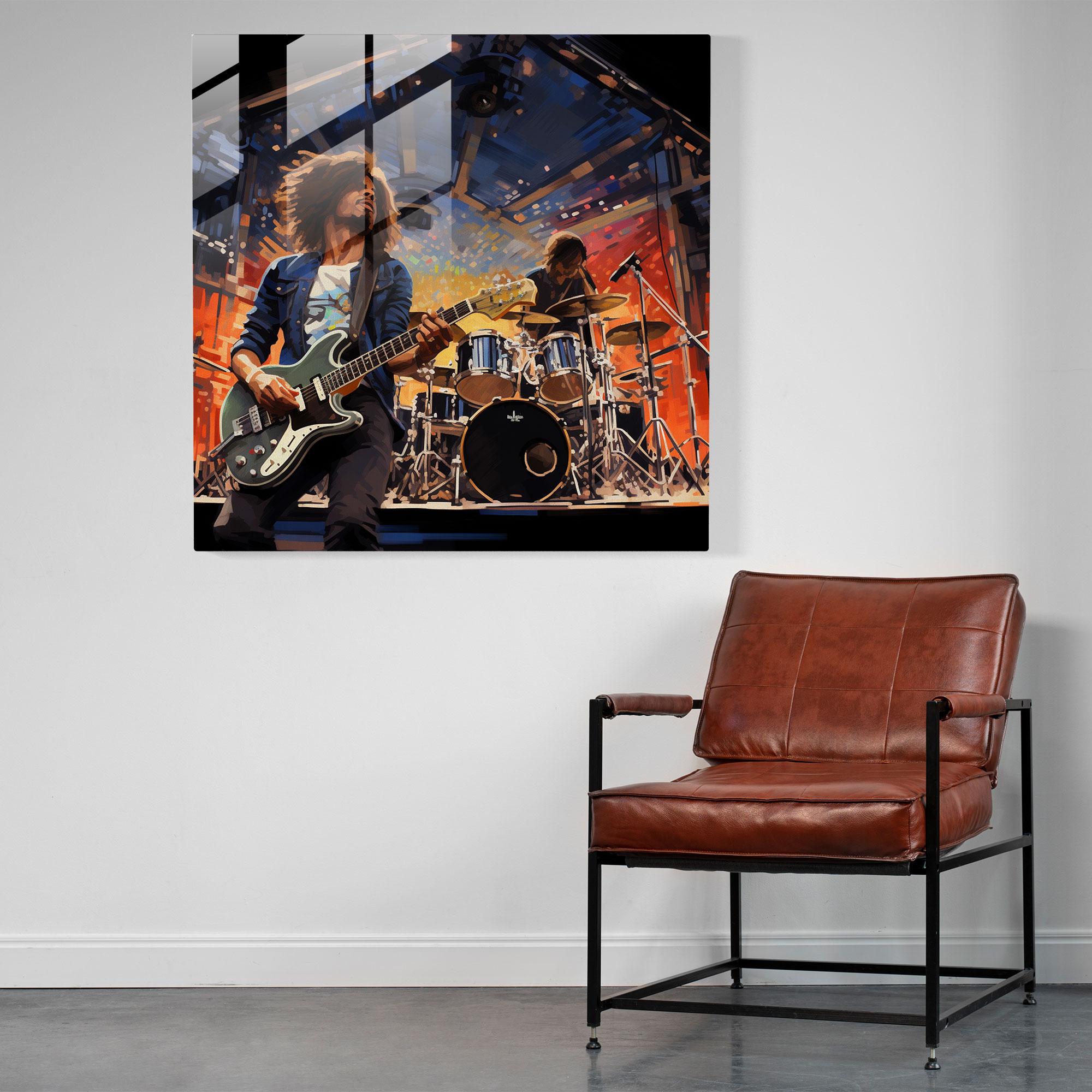 Live-Performance-Glasbild von Pink Floyd - Pink Floyd Glas-Kunst fotorealistische Illustration Liebe zum Detail.