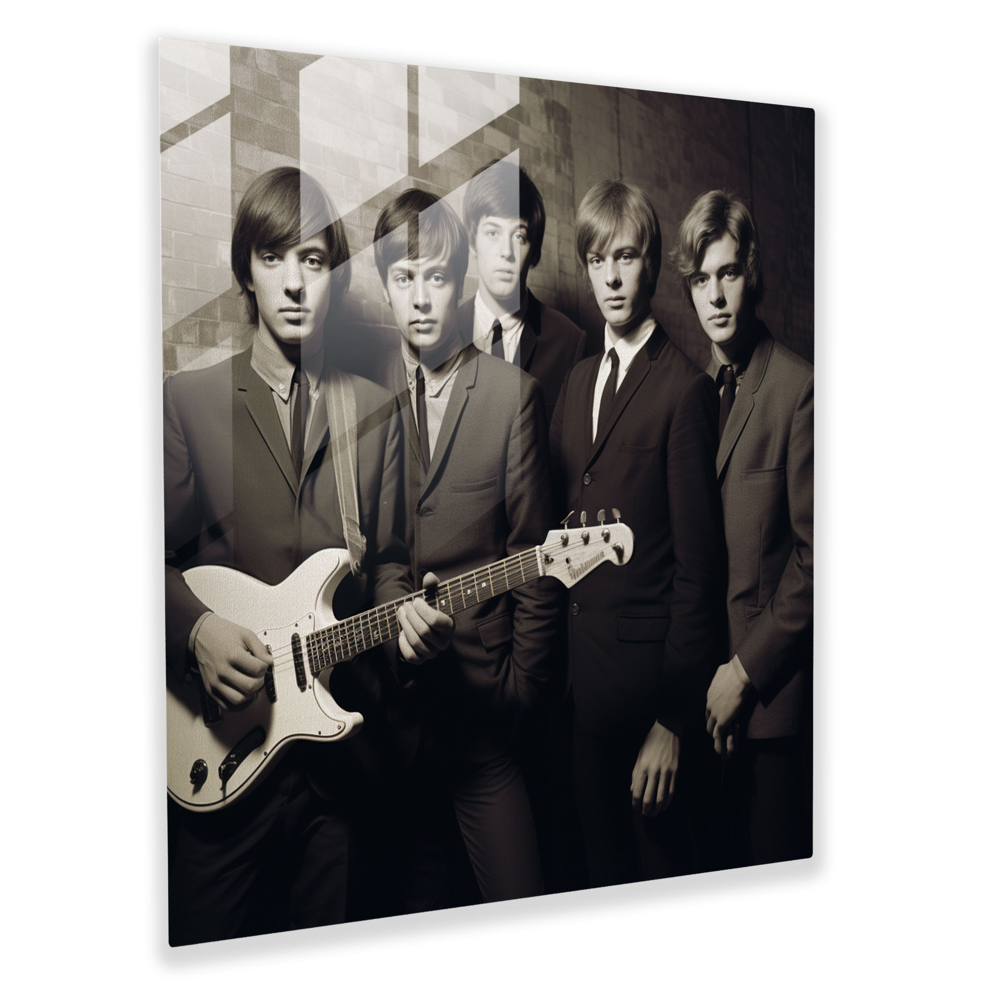 Vintage Band Fotografie von Pink Floyd - Glasbild Wanddekoration