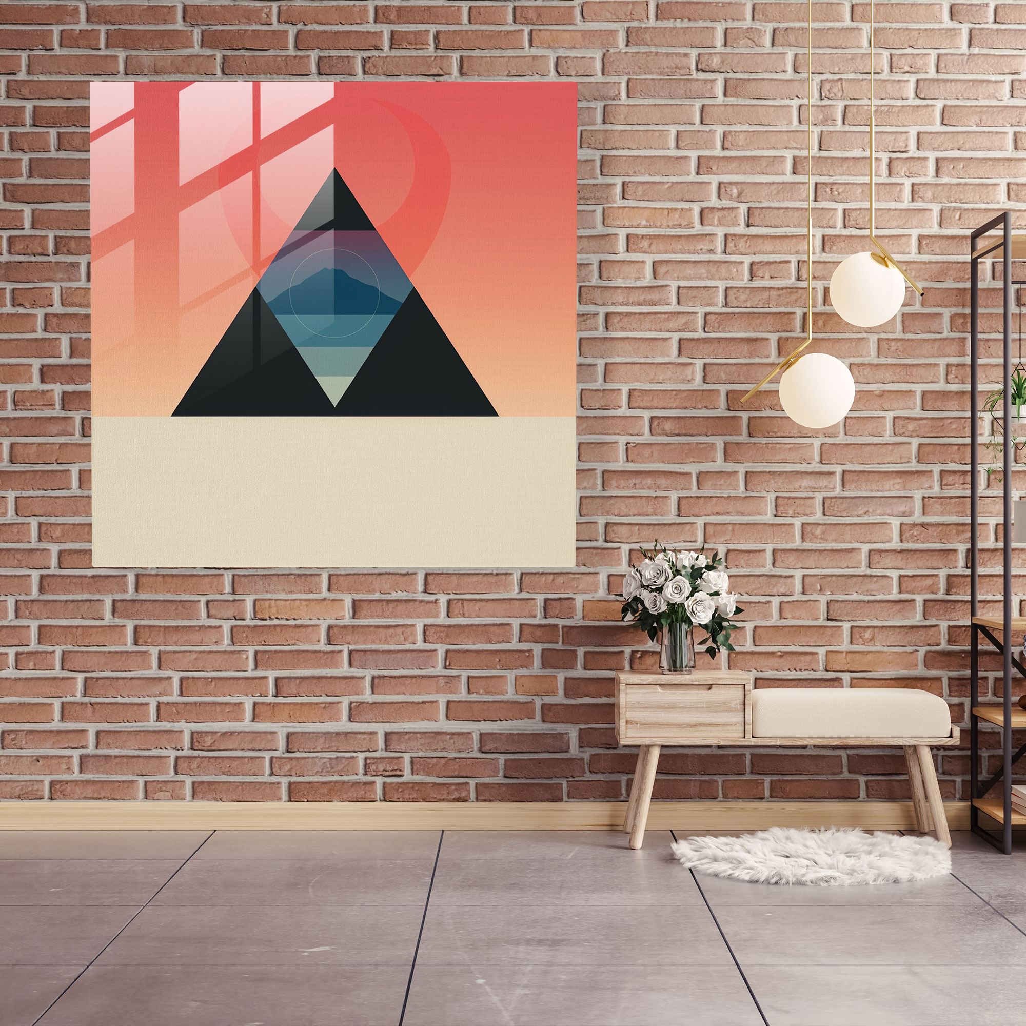 Rosa Floyd Geometrisches Design Glasbild - Rosa Floyd Glaswandkunst Glasbild Diskografie