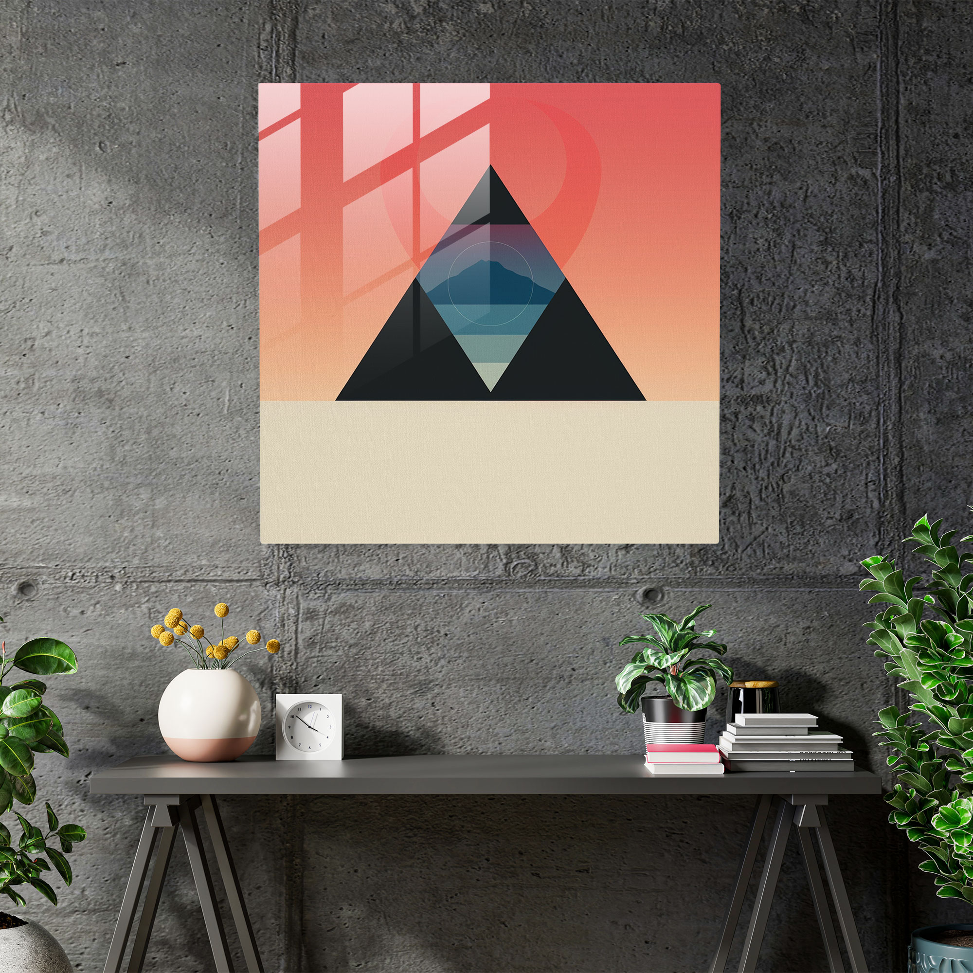 Rosa Floyd Geometrisches Design Glasbild - Rosa Floyd Glaswandkunst Glasbild Diskografie