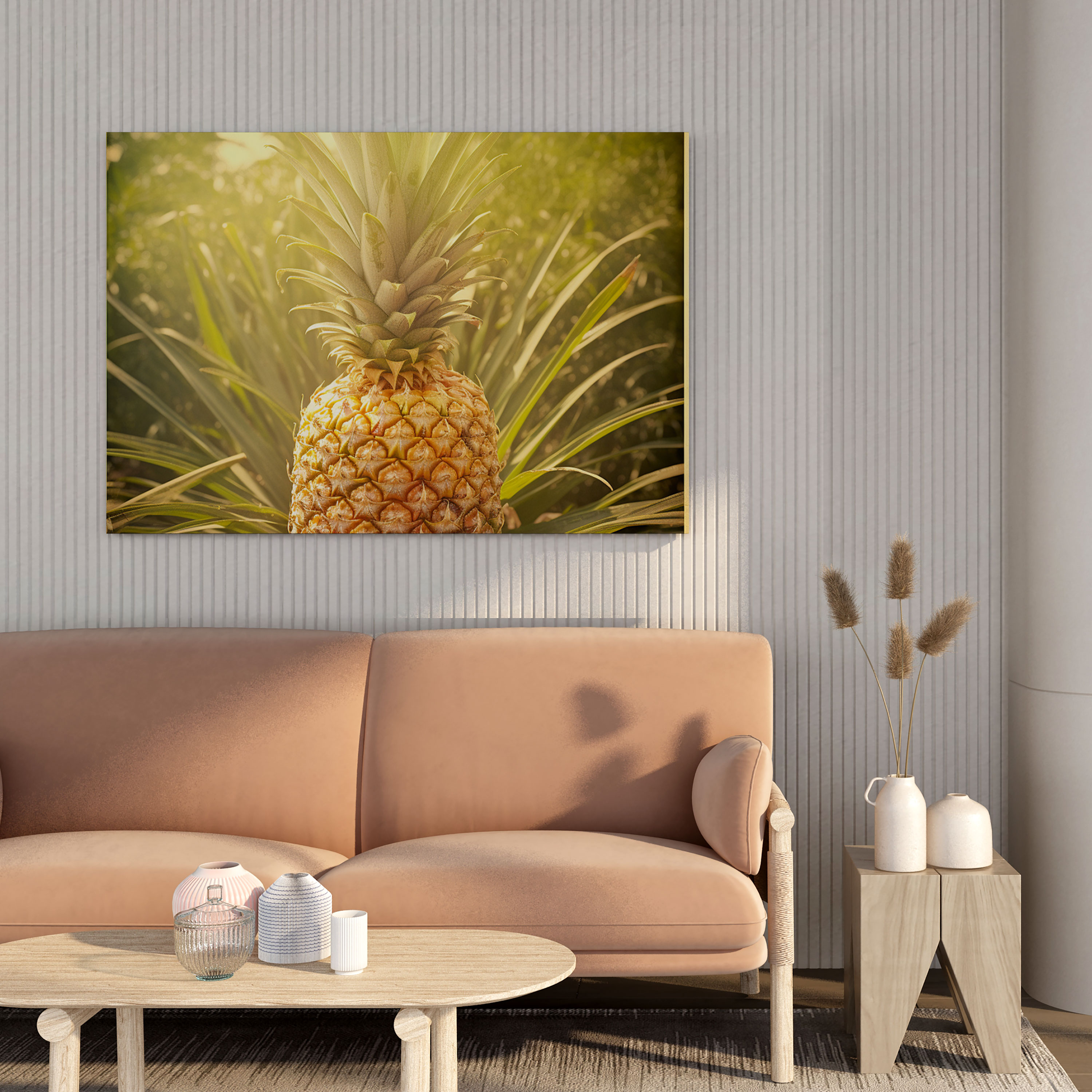 Günışığıyla Aydınlanmış Ananas Kanvas Tablo - Retro Duvar Sanatı - Vintage Filtreli Ananas Günışığıyla Aydınlanmış Ananas Kanvas Tablo Kanvas Duvar Sanatı