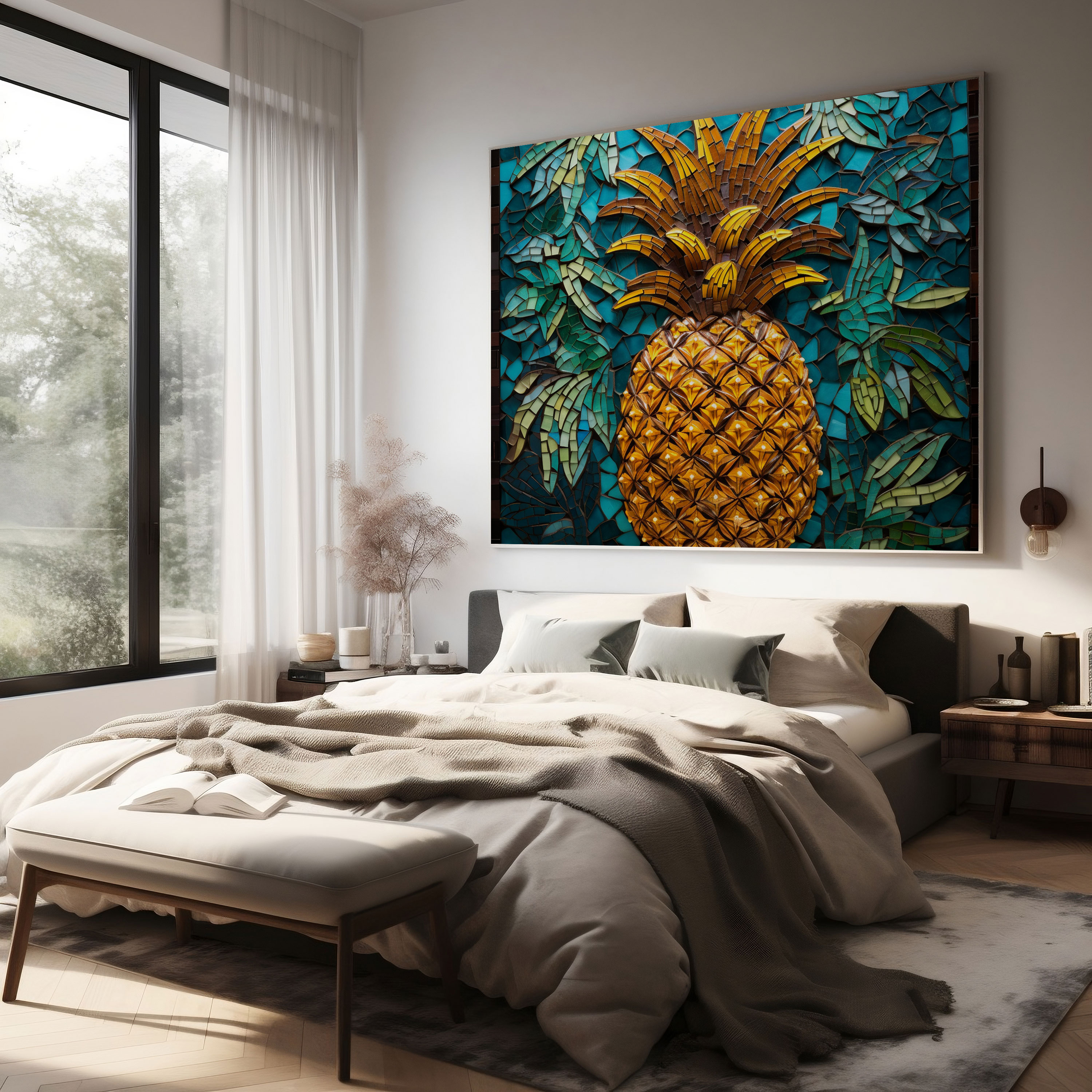 Pineapple Mosaic Canvas Print - Artistic Wall Art - Pineapple, Wall Decoration, Canvas, Vibrant Tiles