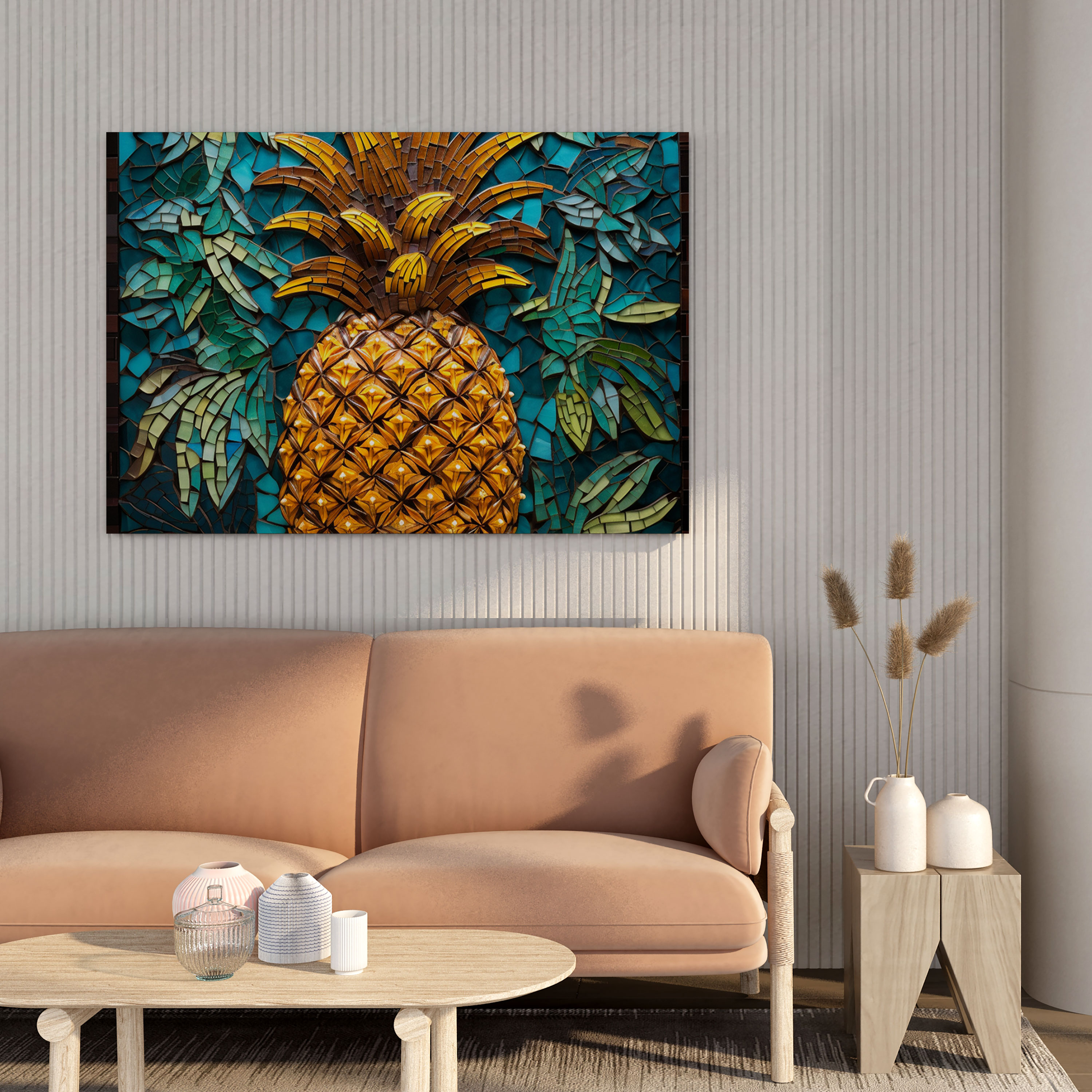 Pineapple Mosaic Canvas Print - Artistic Wall Art - Pineapple, Wall Decoration, Canvas, Vibrant Tiles
