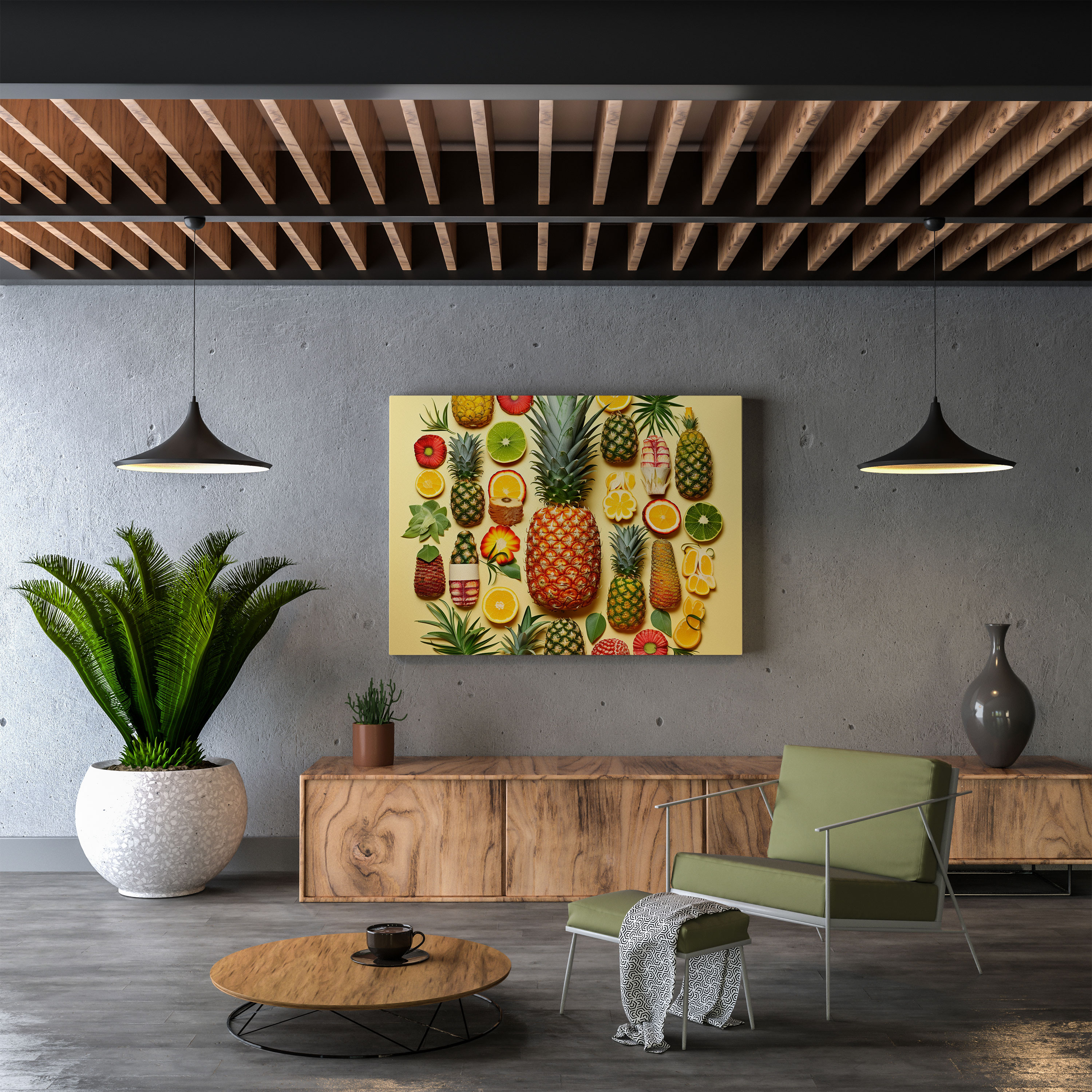 Pineapple Canvas Print - Geometric Delight - Pineapple, Contemporary Design, Modern, Wall Art