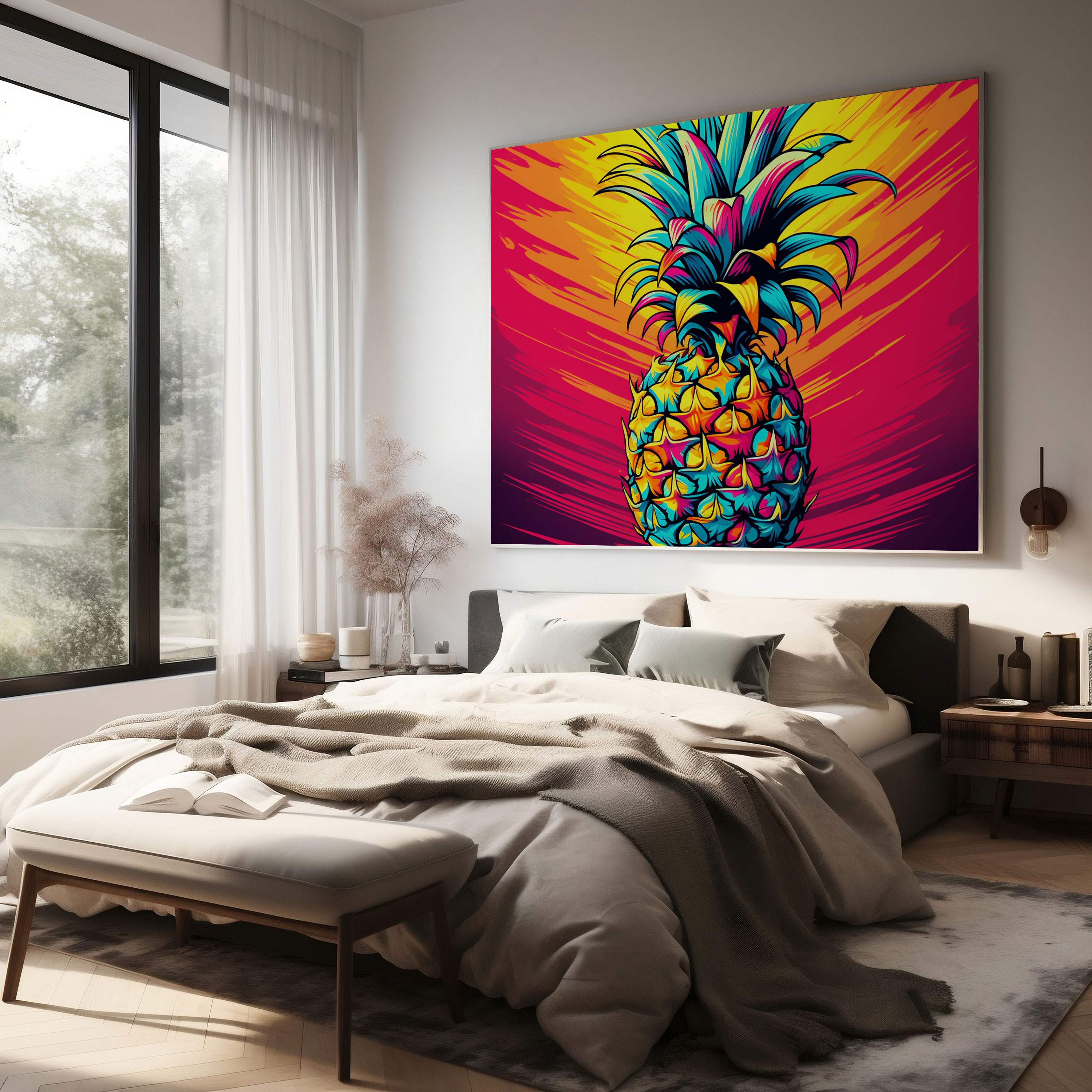 Pineapple Canvas Print - Colorful Pop Art Wall Decoration - Pineapple, Wall Decoration, Wall Art, Canvas
