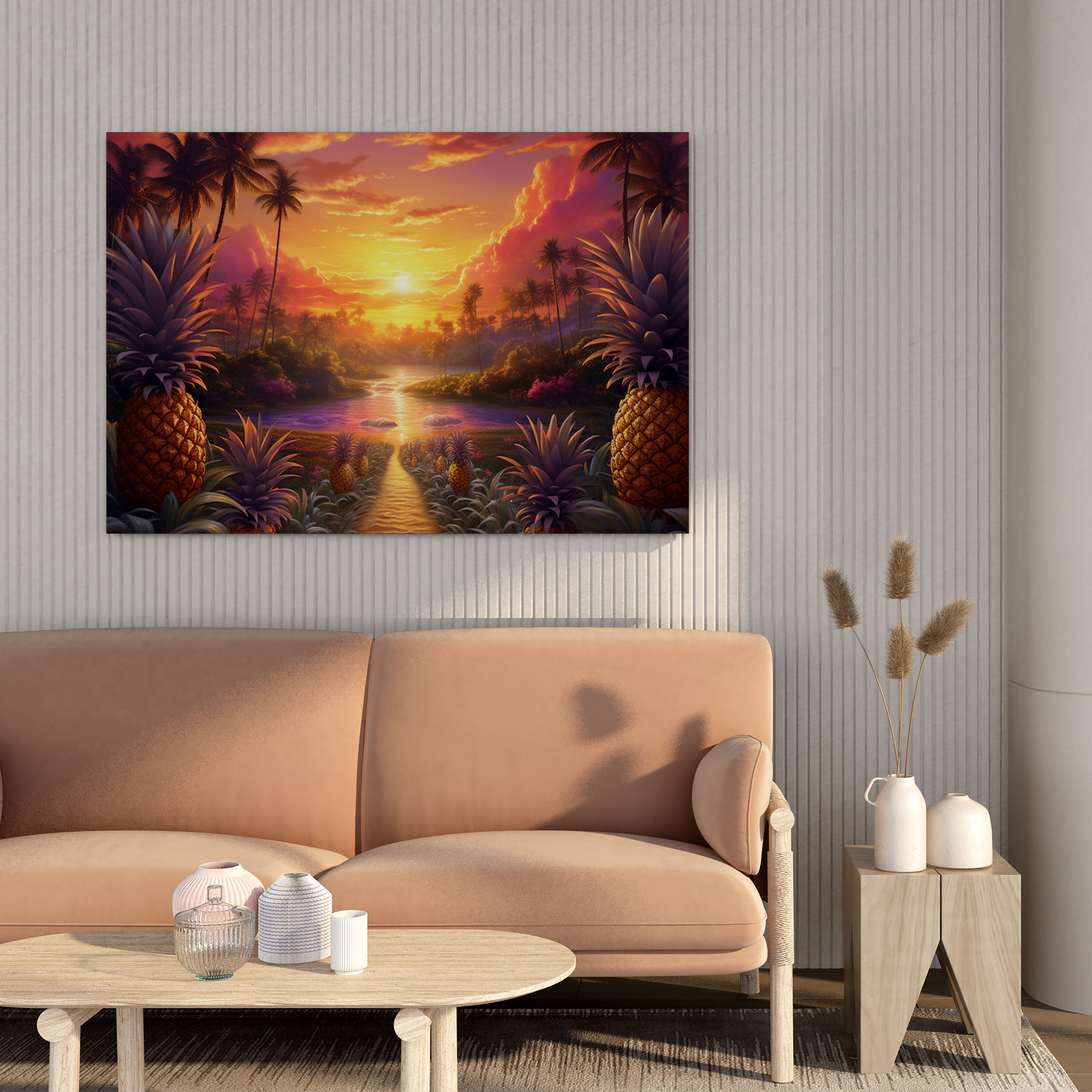 Pineapple Canvas Print - Tropical Sunset Wall Art - Pineapple, Canvas Print, Sunset, Tropical