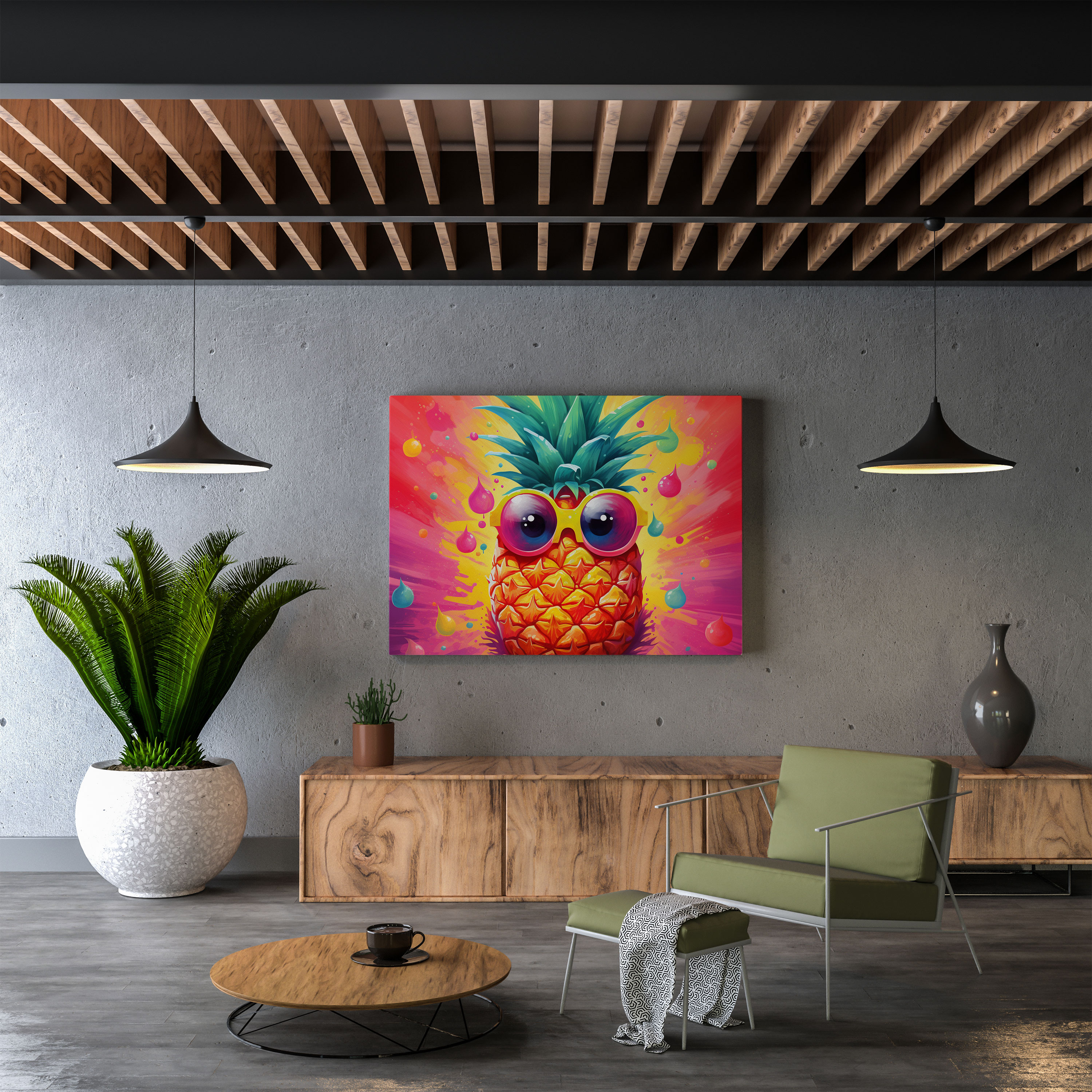 Whimsical Pineapple Canvas Print - Pineapple, Pineapple, Wall Art, Home Decoration