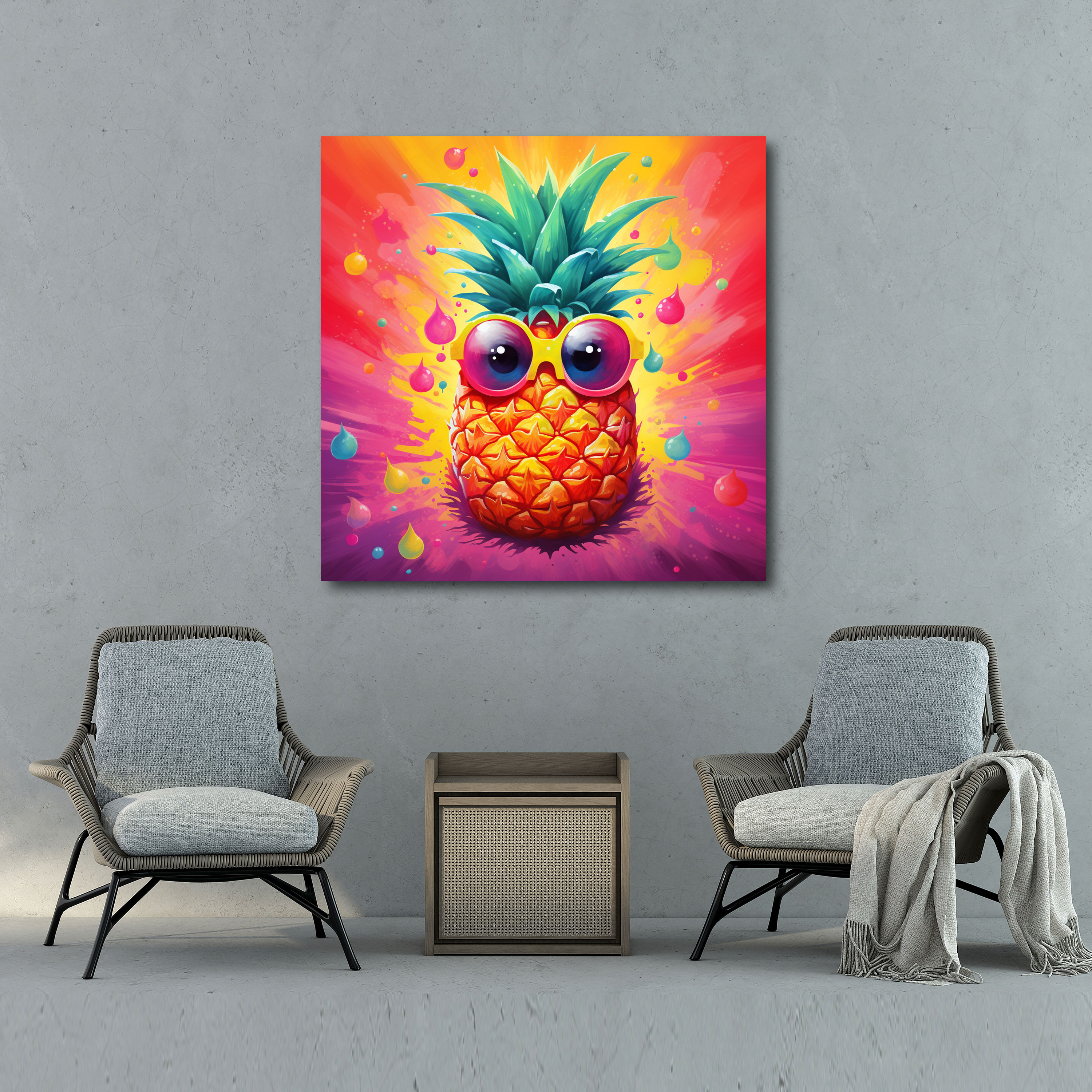 Whimsical Pineapple Canvas Print - Pineapple, Pineapple, Wall Art, Home Decoration