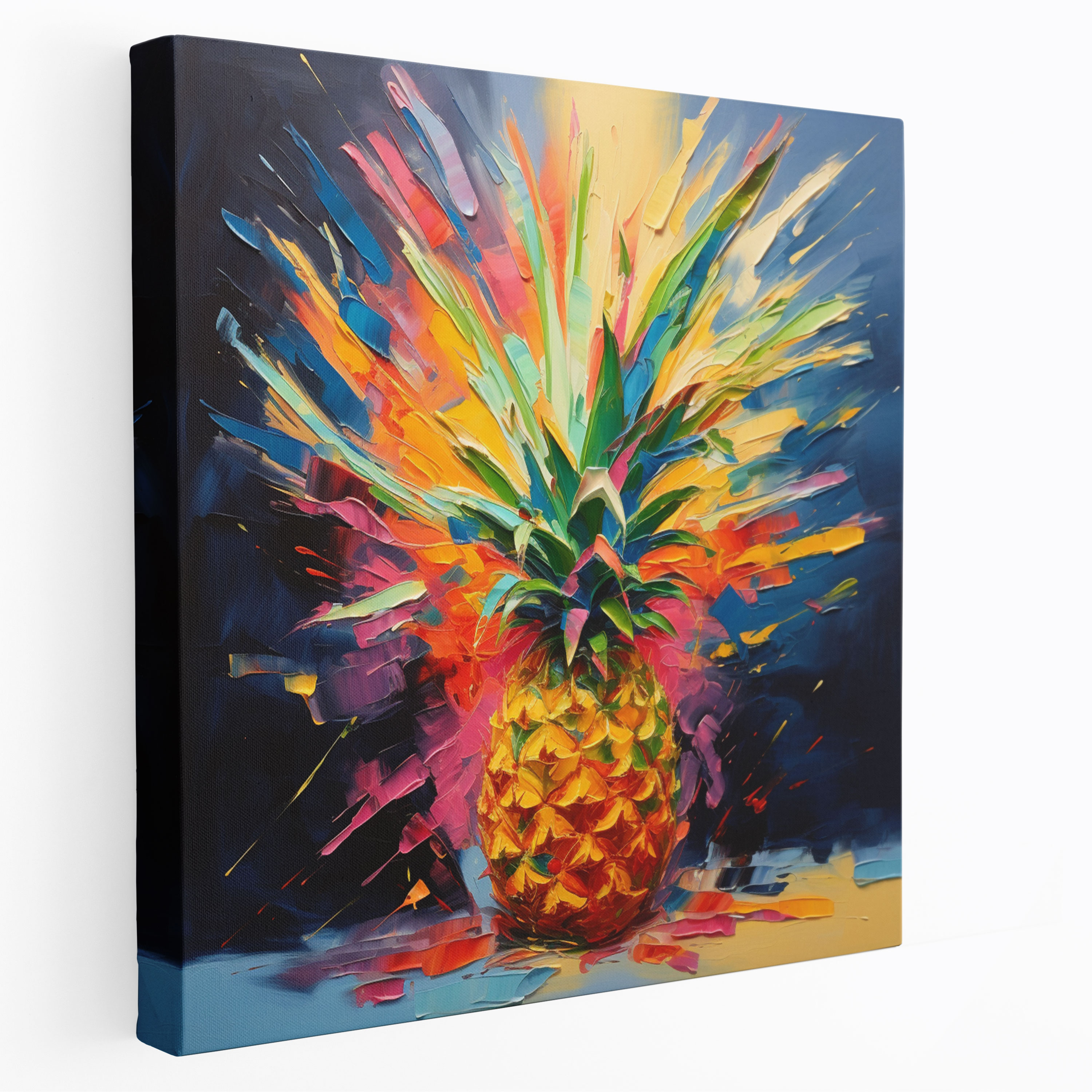 Abstract Pineapple Canvas Print - Pineapple, Canvas Print, Vibrant Colors, Dynamic Composition