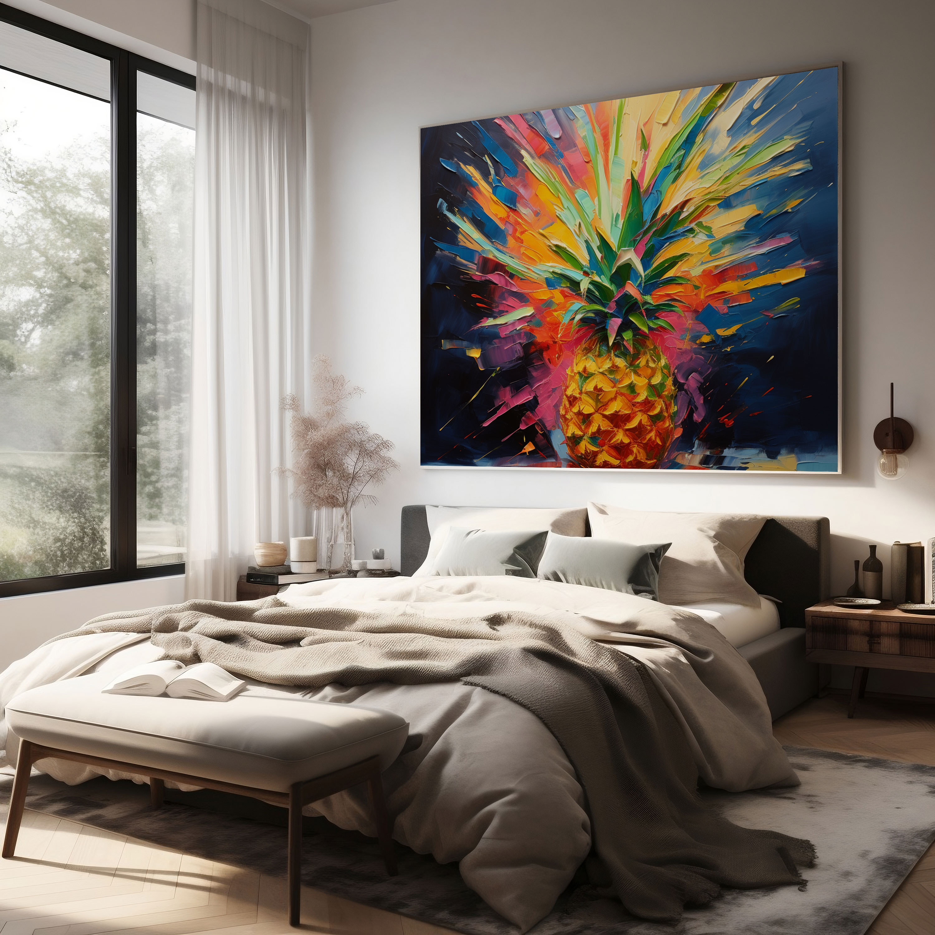 Abstract Pineapple Canvas Print - Pineapple, Canvas Print, Vibrant Colors, Dynamic Composition