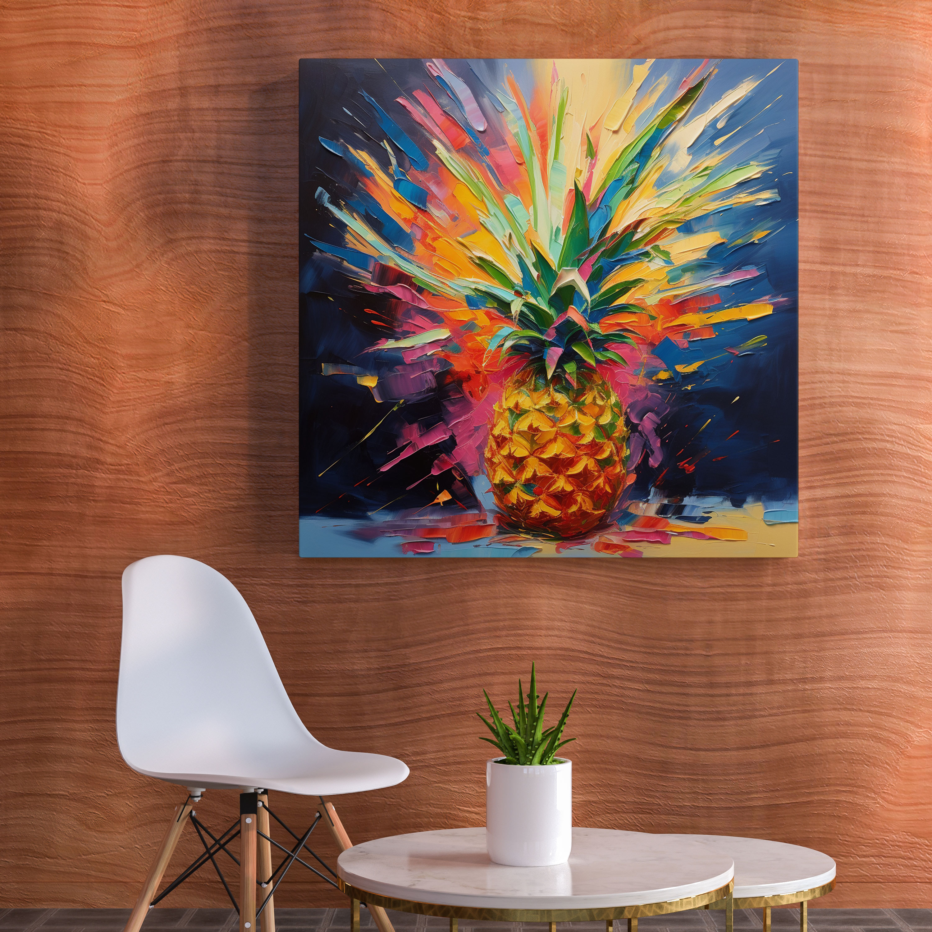 Abstract Pineapple Canvas Print - Pineapple, Canvas Print, Vibrant Colors, Dynamic Composition