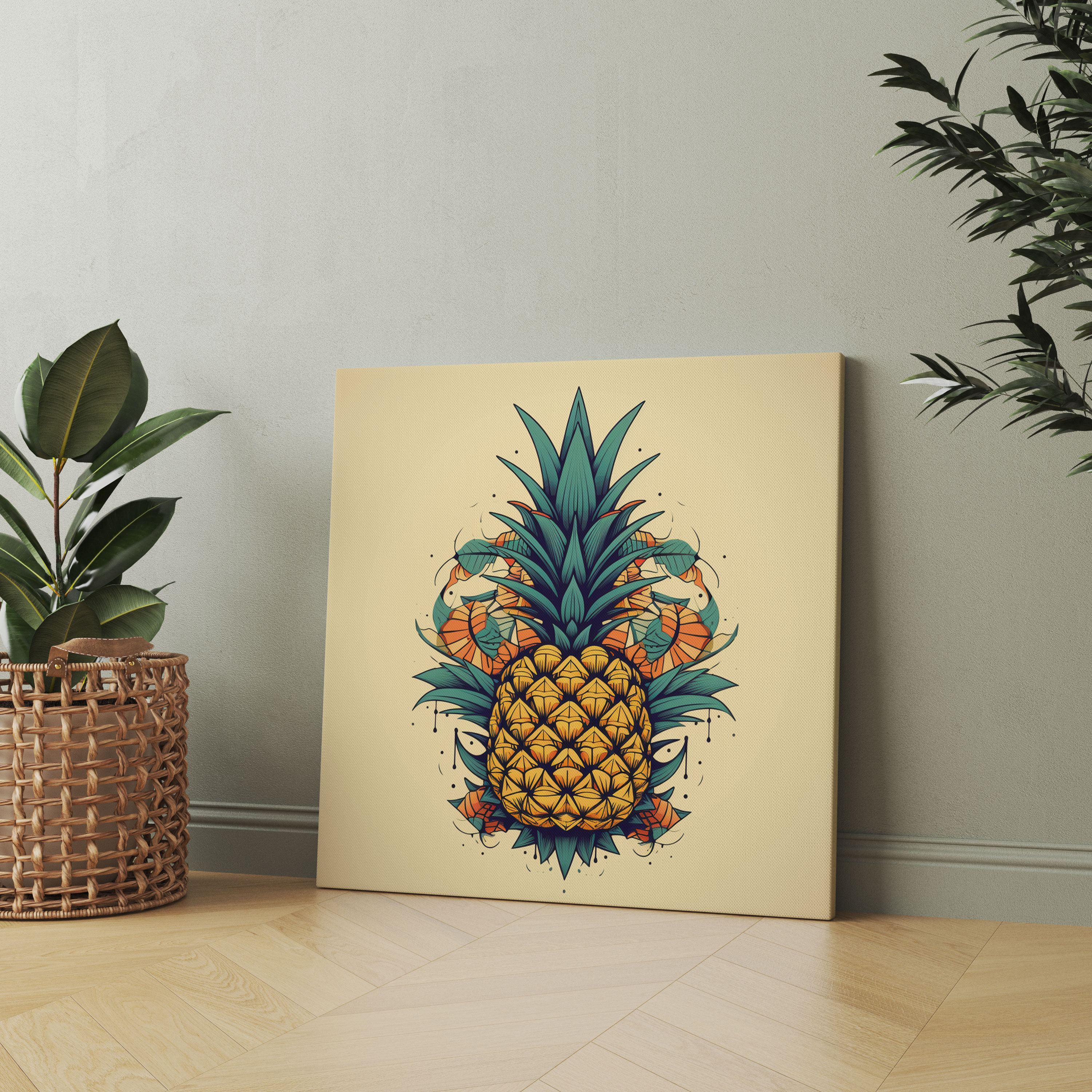 Geometric Pineapple Wall Art - Pineapple, Canvas Wall Art, Wall Art, Home Decoration