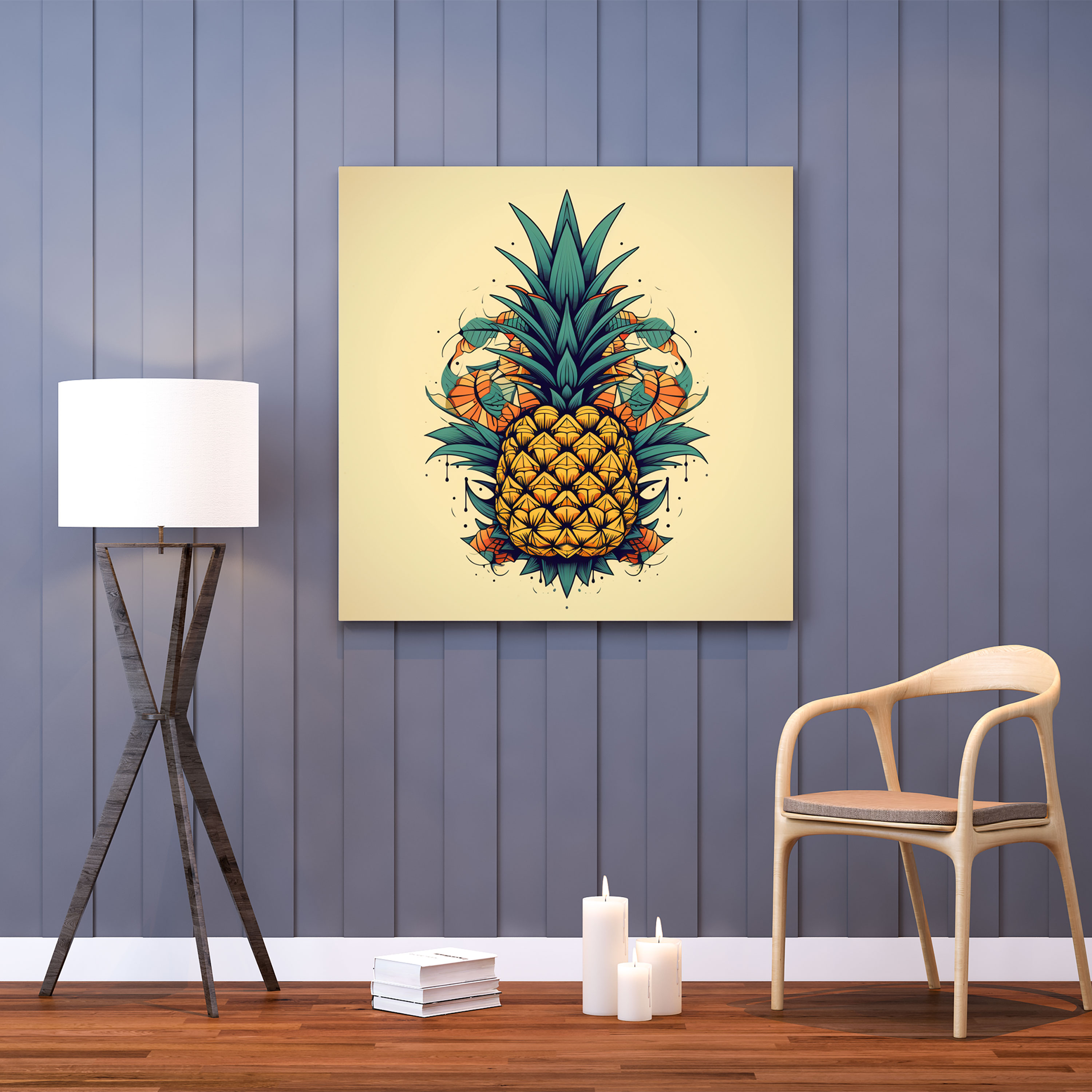 Geometric Pineapple Wall Art - Pineapple, Canvas Wall Art, Wall Art, Home Decoration