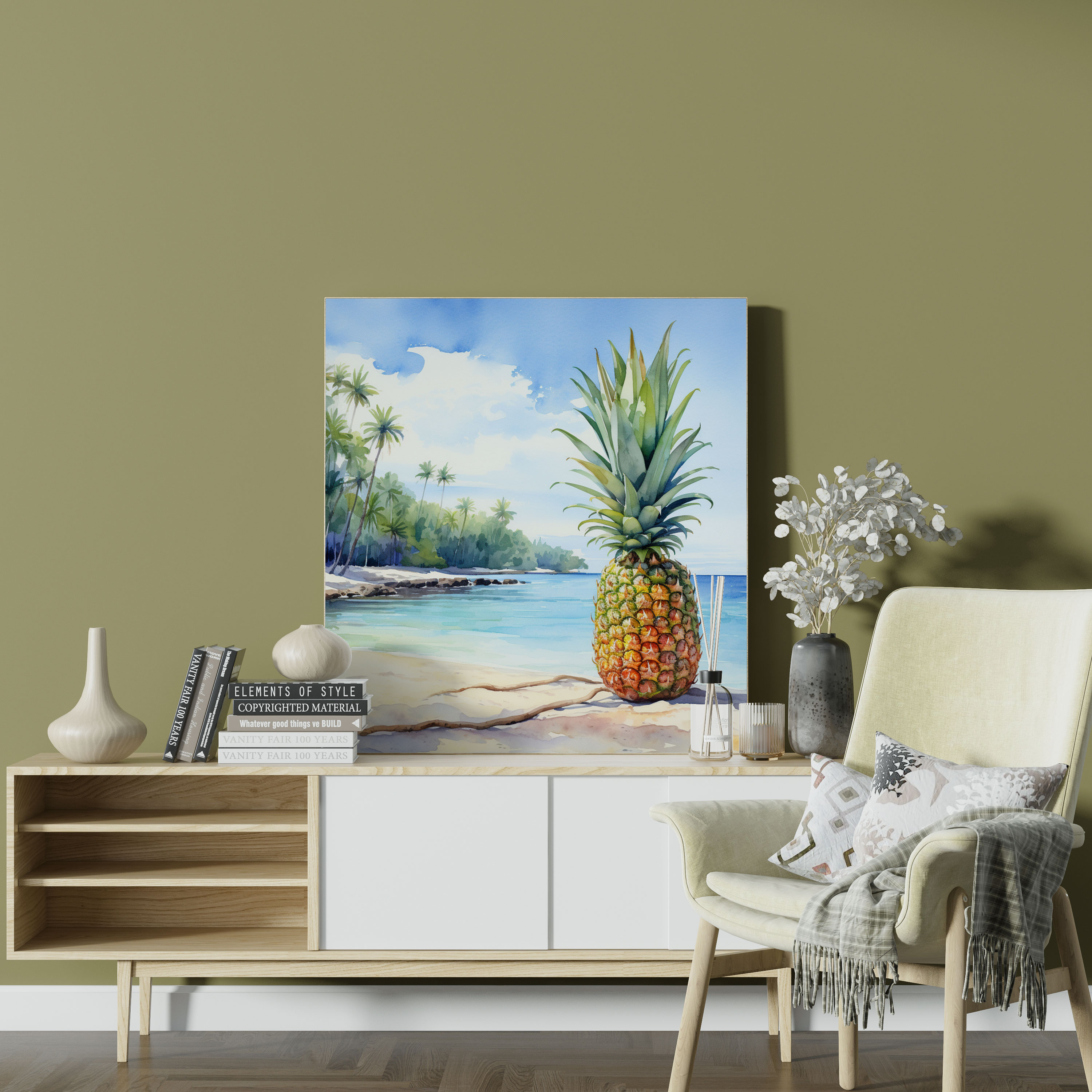 Pineapple Canvas Print - Tropical Beach - Pineapple, Wall Decoration, Tropical Beach Wall Art, Home Decoration