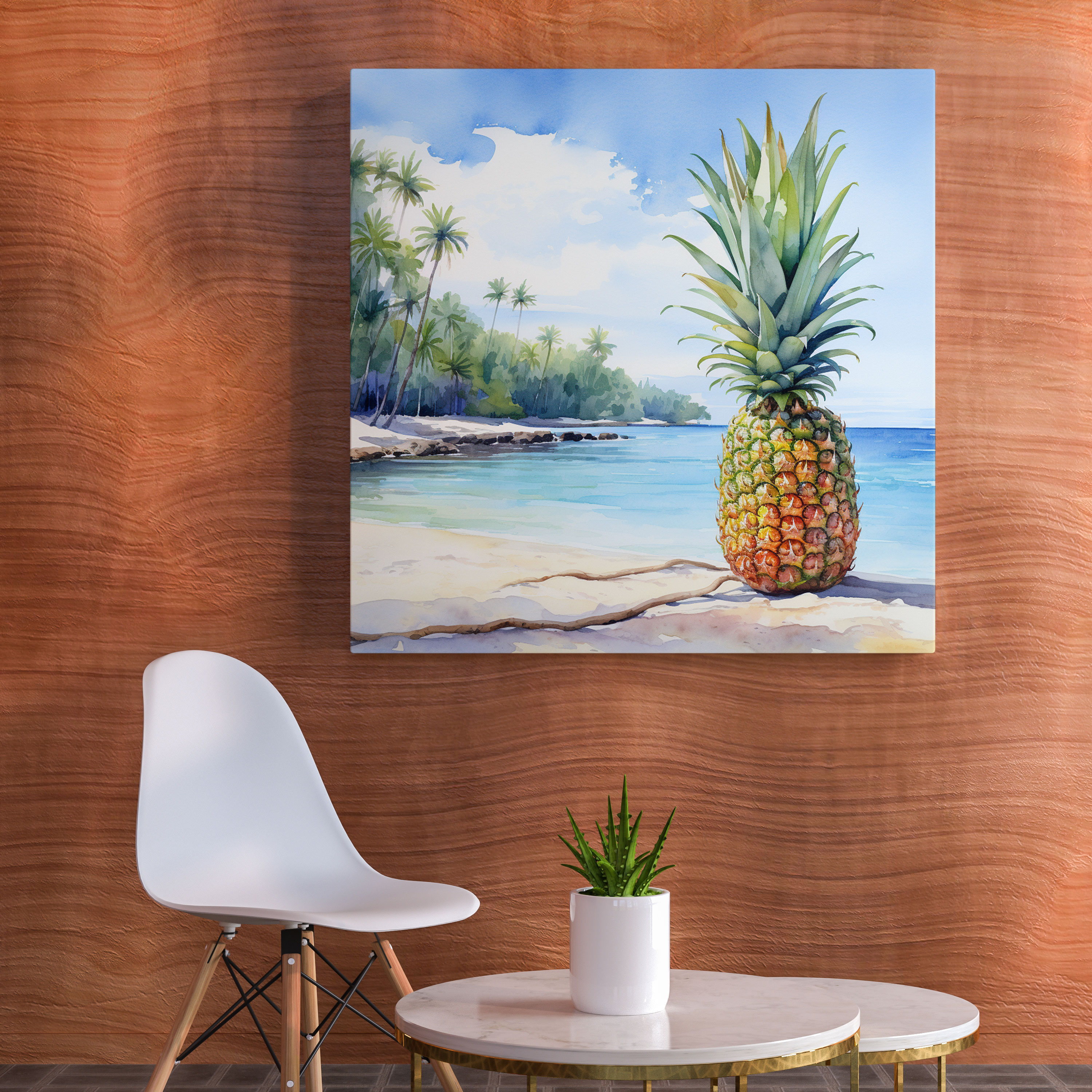 Pineapple Canvas Print - Tropical Beach - Pineapple, Wall Decoration, Tropical Beach Wall Art, Home Decoration