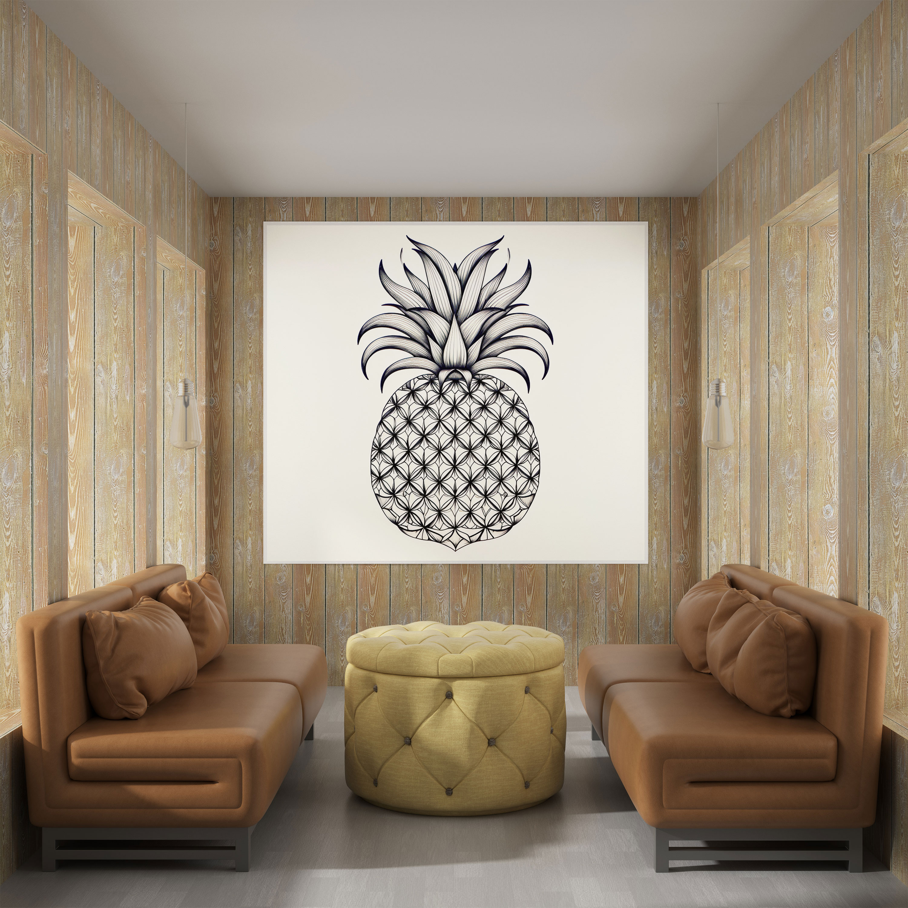 Ananas Wandkunst - Geometrisches Design - Ananas Wohn-Dekoration Leinwand Wandkunst Wanddekoration