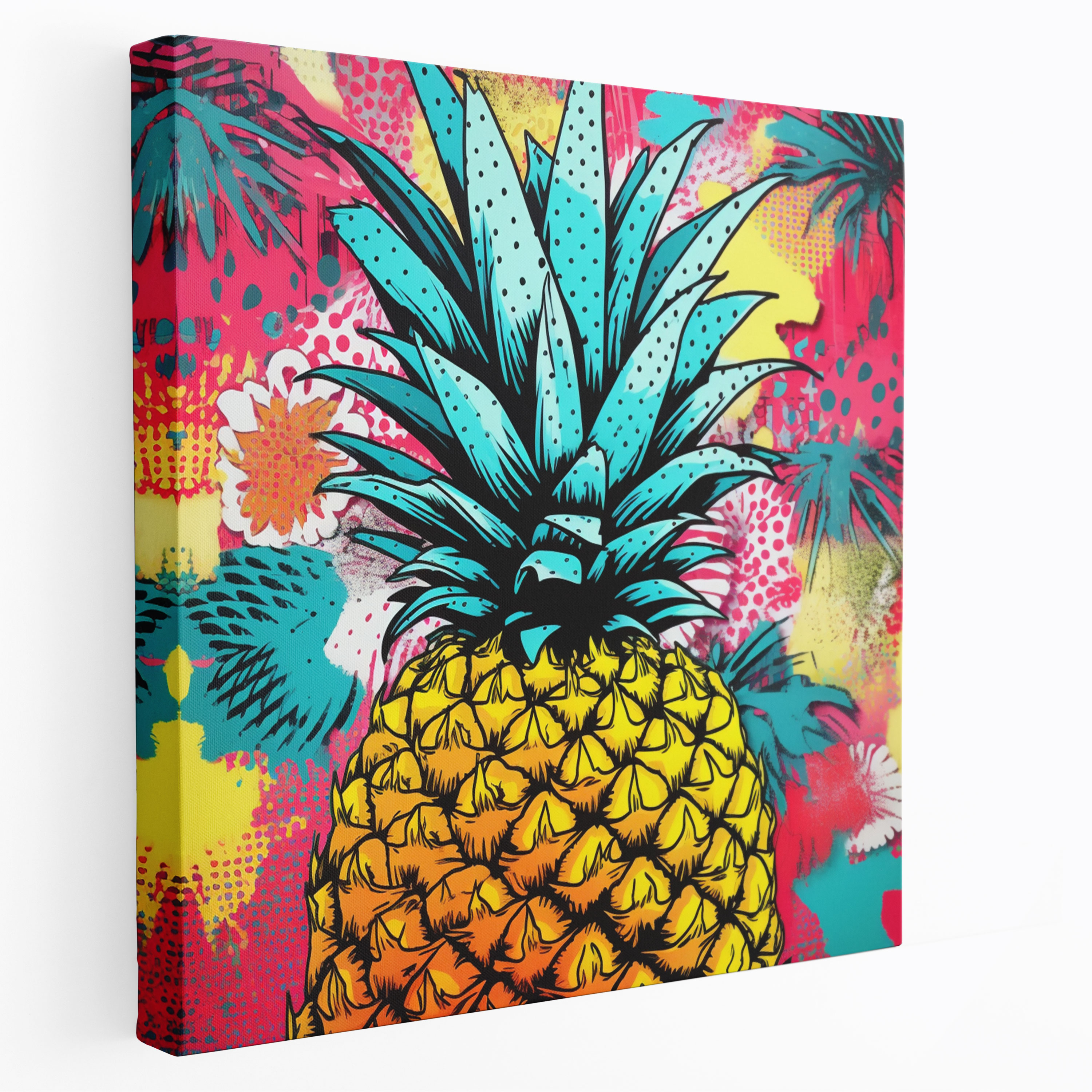 Buntes Ananas Wandkunstwerk im Pop-Art-Stil - Ananas Wohnkultur Buntes Ananas Leinwandbild Wanddekoration