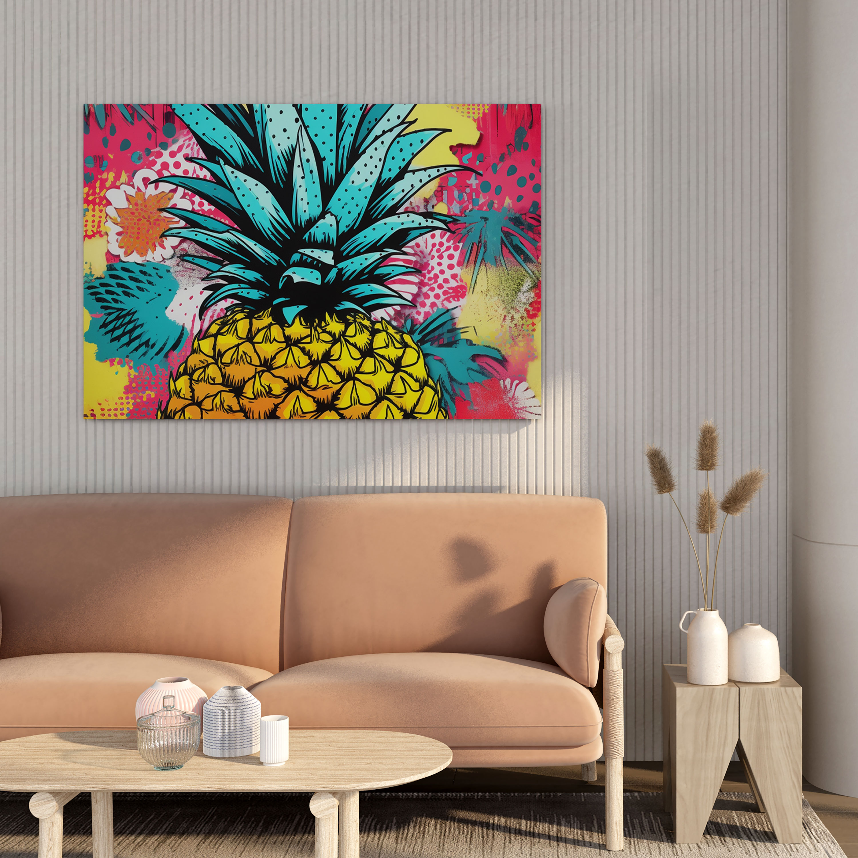 Buntes Ananas Wandkunstwerk im Pop-Art-Stil - Ananas Wohnkultur Buntes Ananas Leinwandbild Wanddekoration