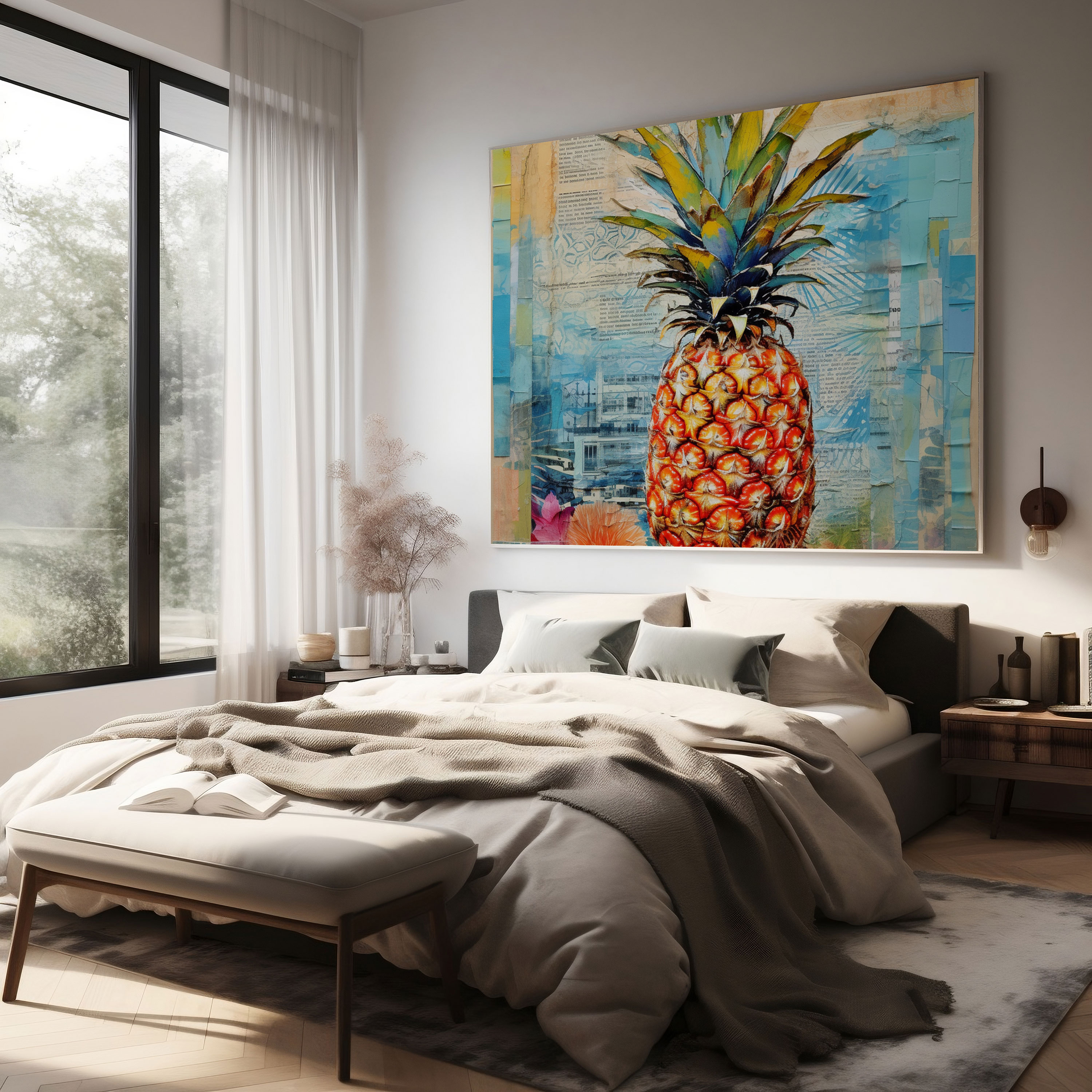 Mixed Media Pineapple Wall Art - Abstract Style - Pineapple, Abstract Style Canvas Print, Home Decoration, Canvas Wall Art