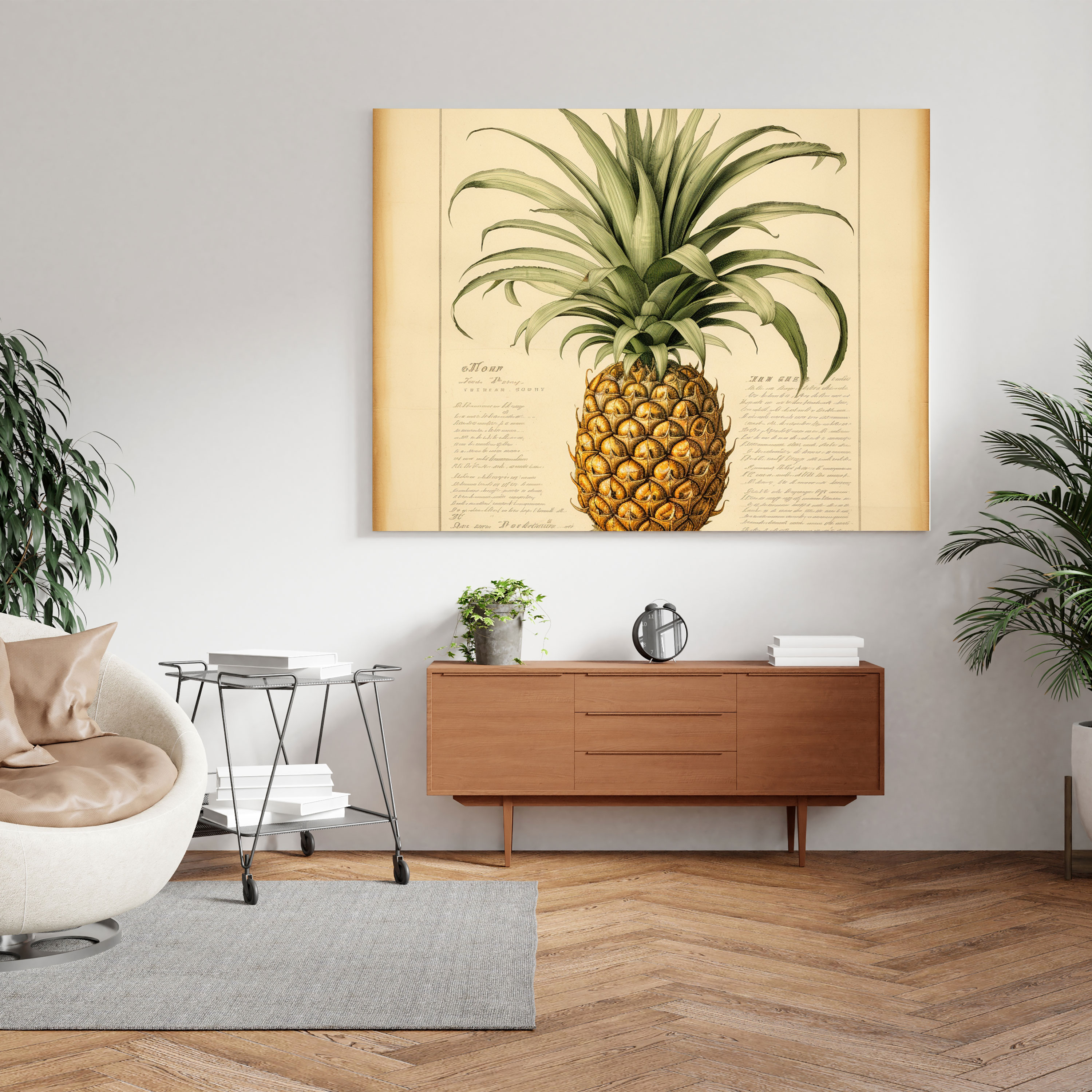 Pineapple Wall Art - Vintage Botanical Illustration - Pineapple, Wall Decoration, Vintage Botanical Illustration, Home Decoration