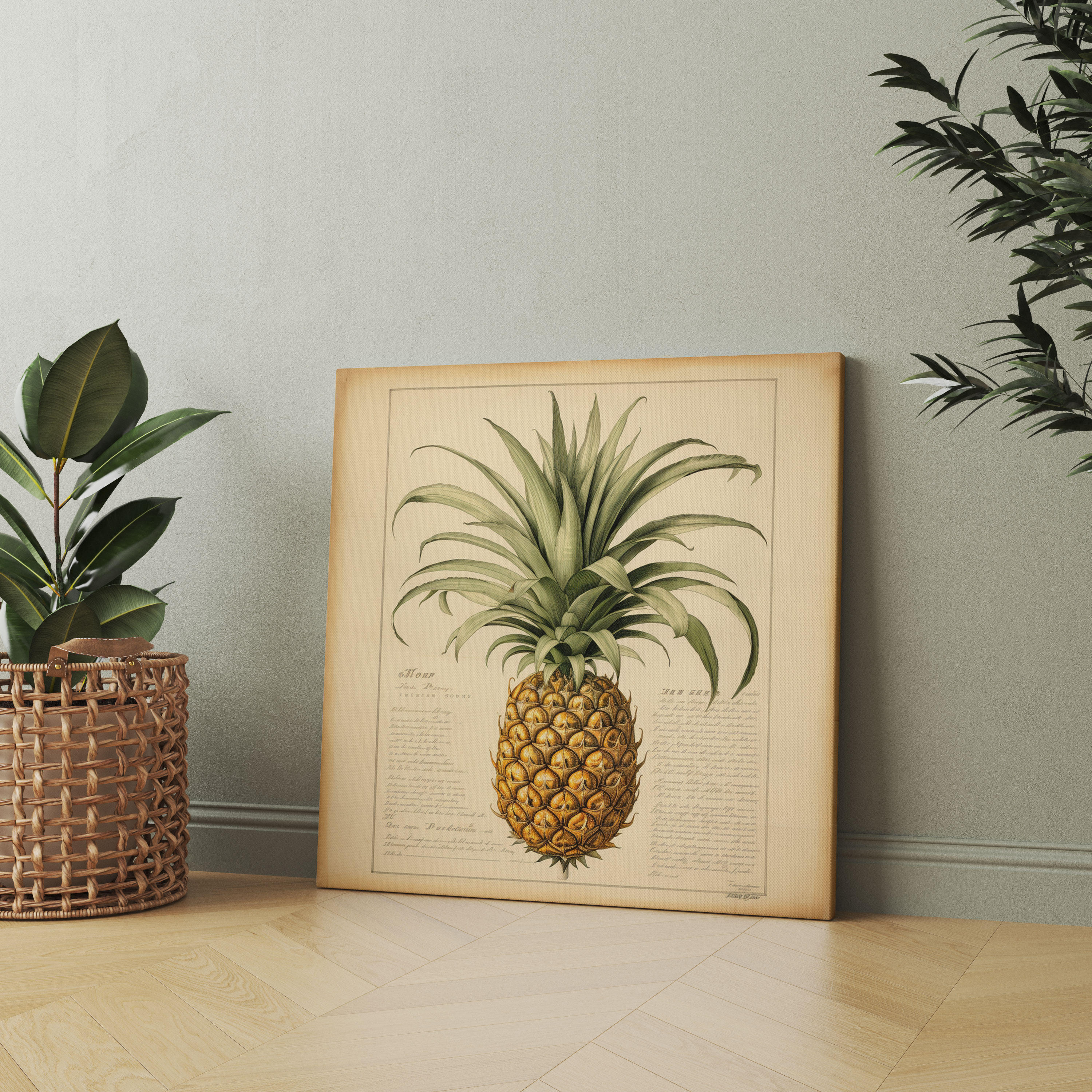Pineapple Wall Art - Vintage Botanical Illustration - Pineapple, Wall Decoration, Vintage Botanical Illustration, Home Decoration
