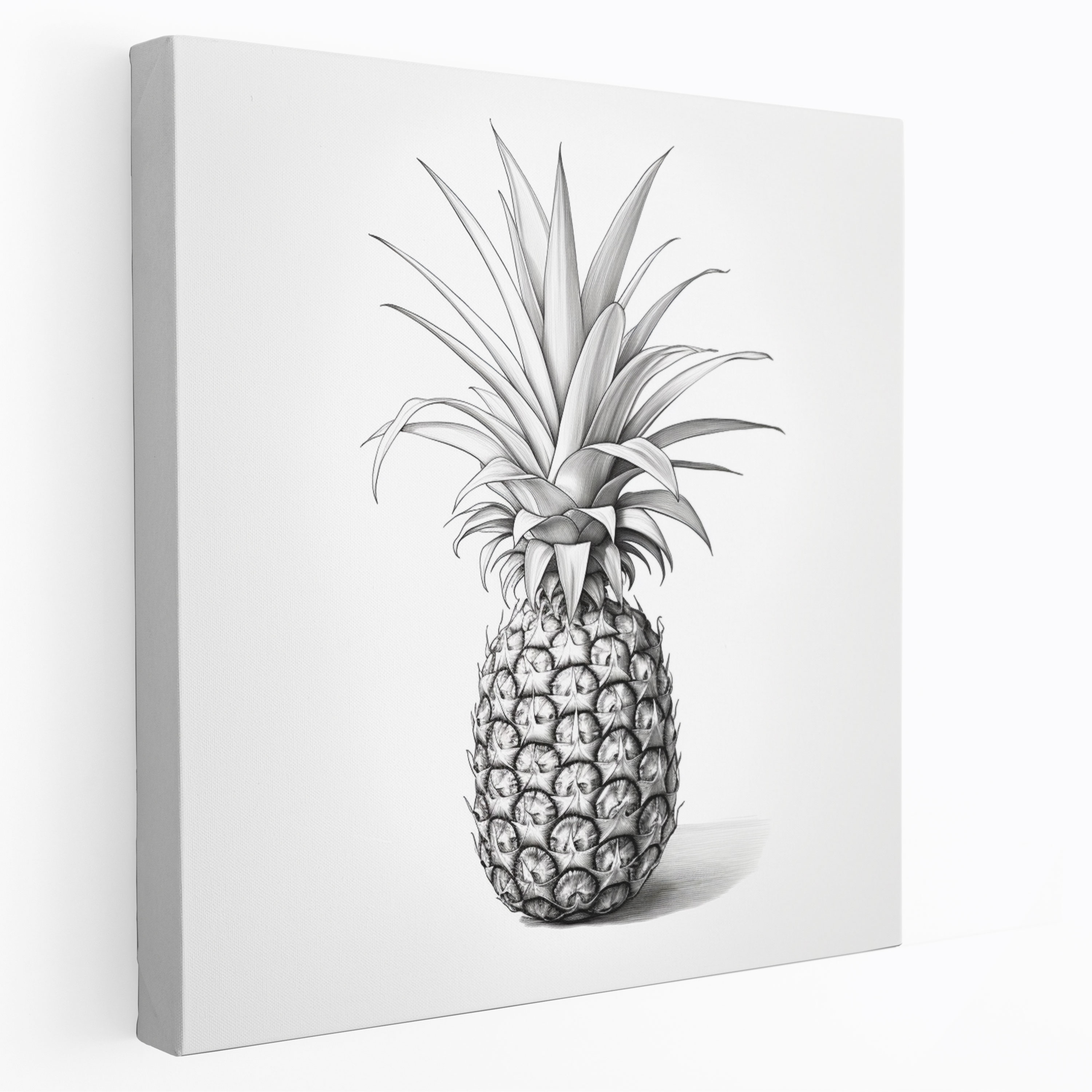 Minimalistische Ananas Wandkunst - Graustufen-Illustration - Ananas Minimalistisches Ananas Wandkunst Leinwandbild Wohnkultur