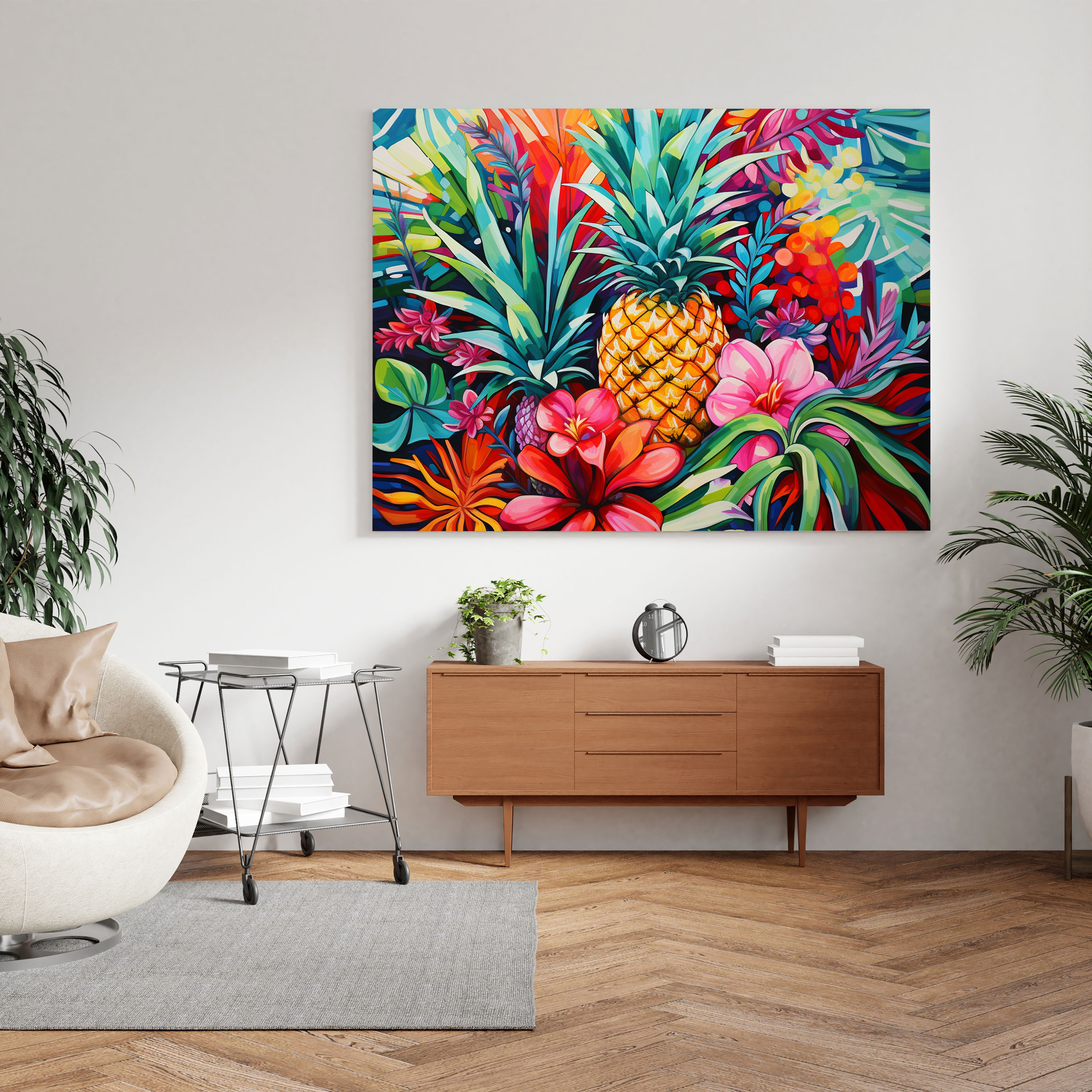 Pineapple Canvas Print - Pineapple, Canvas Wall Art, Abstract Painting, Pineapple