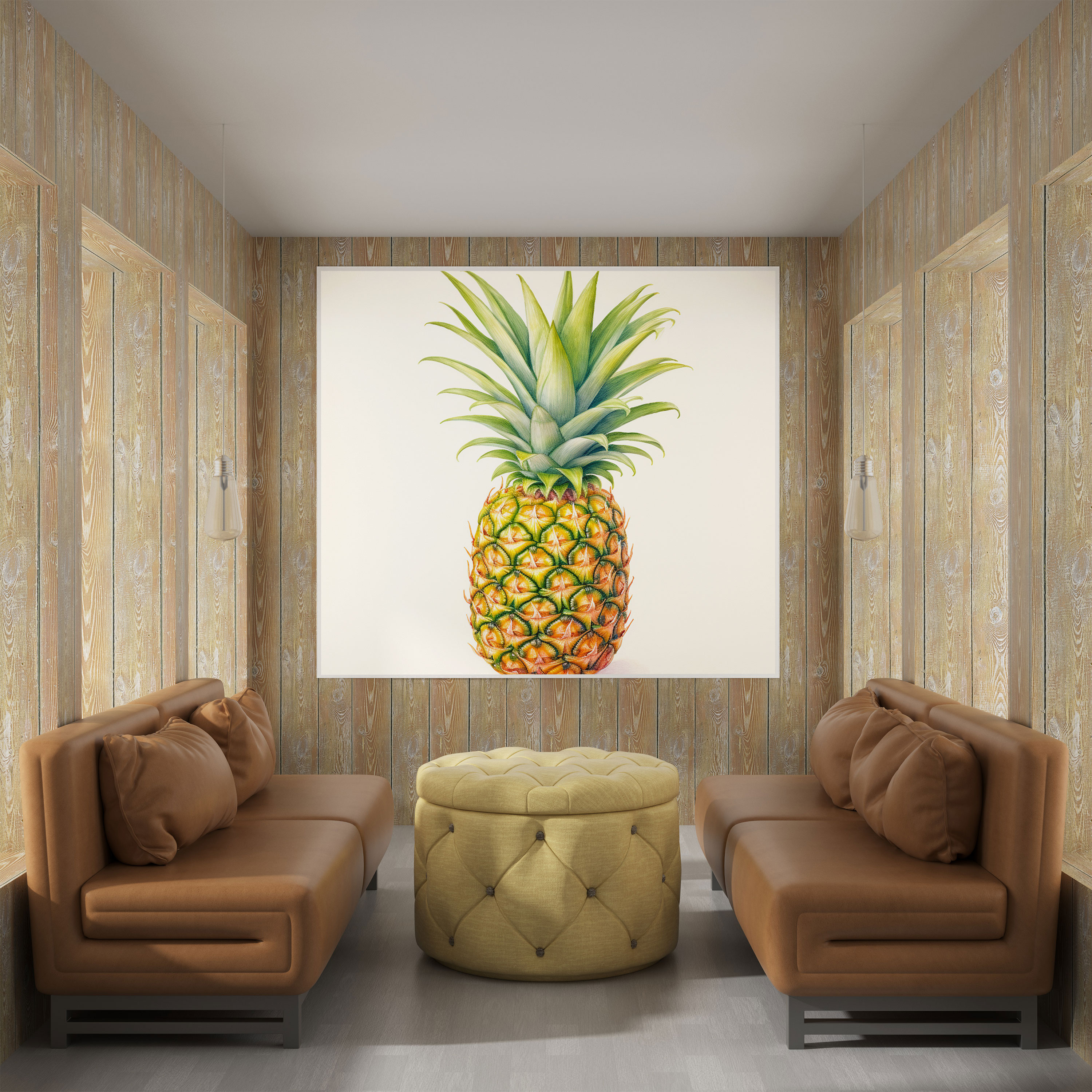 Pineapple Wandkunst - Ananas Aquarellkunstwerk Leinwandbild Dekoration