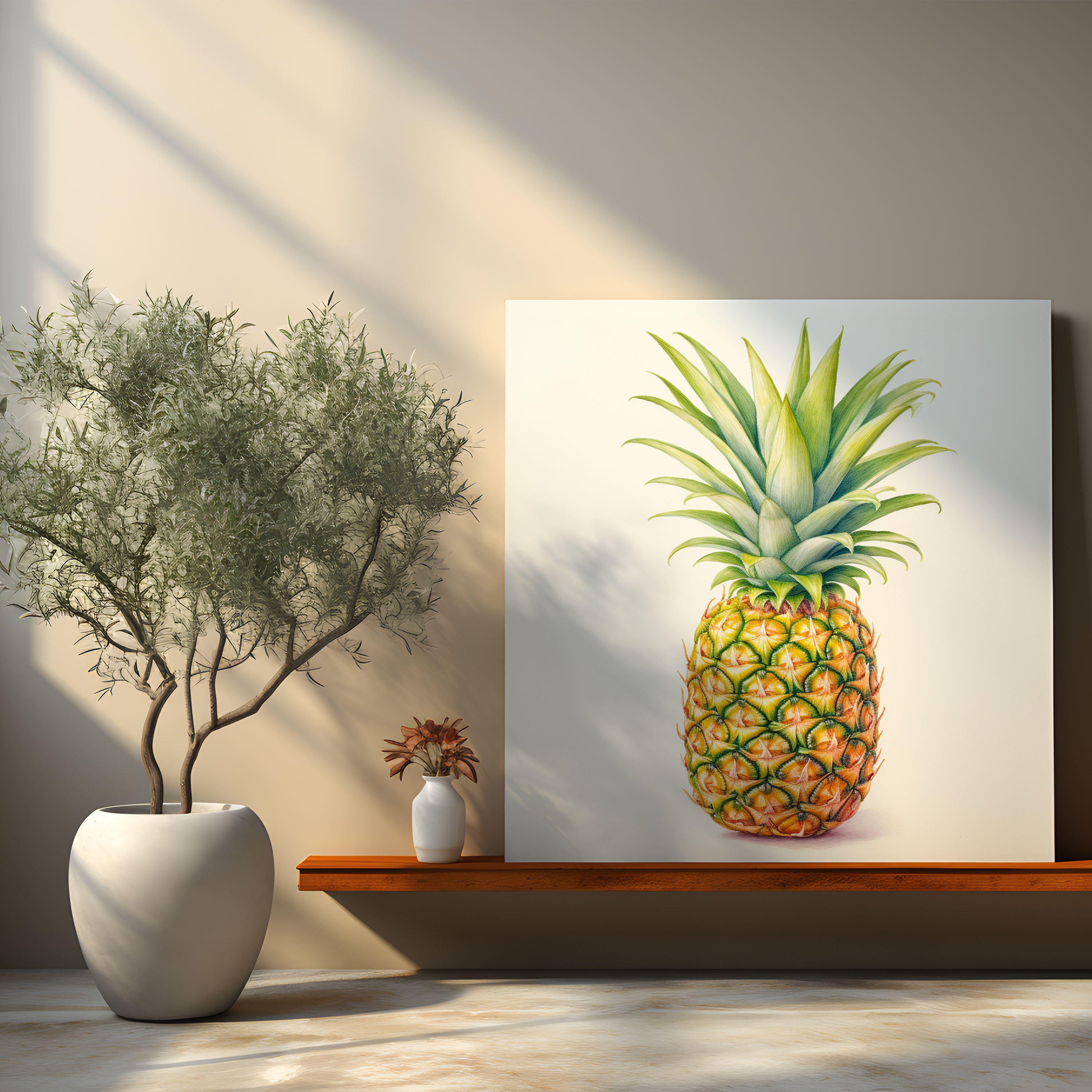 Pineapple Wandkunst - Ananas Aquarellkunstwerk Leinwandbild Dekoration