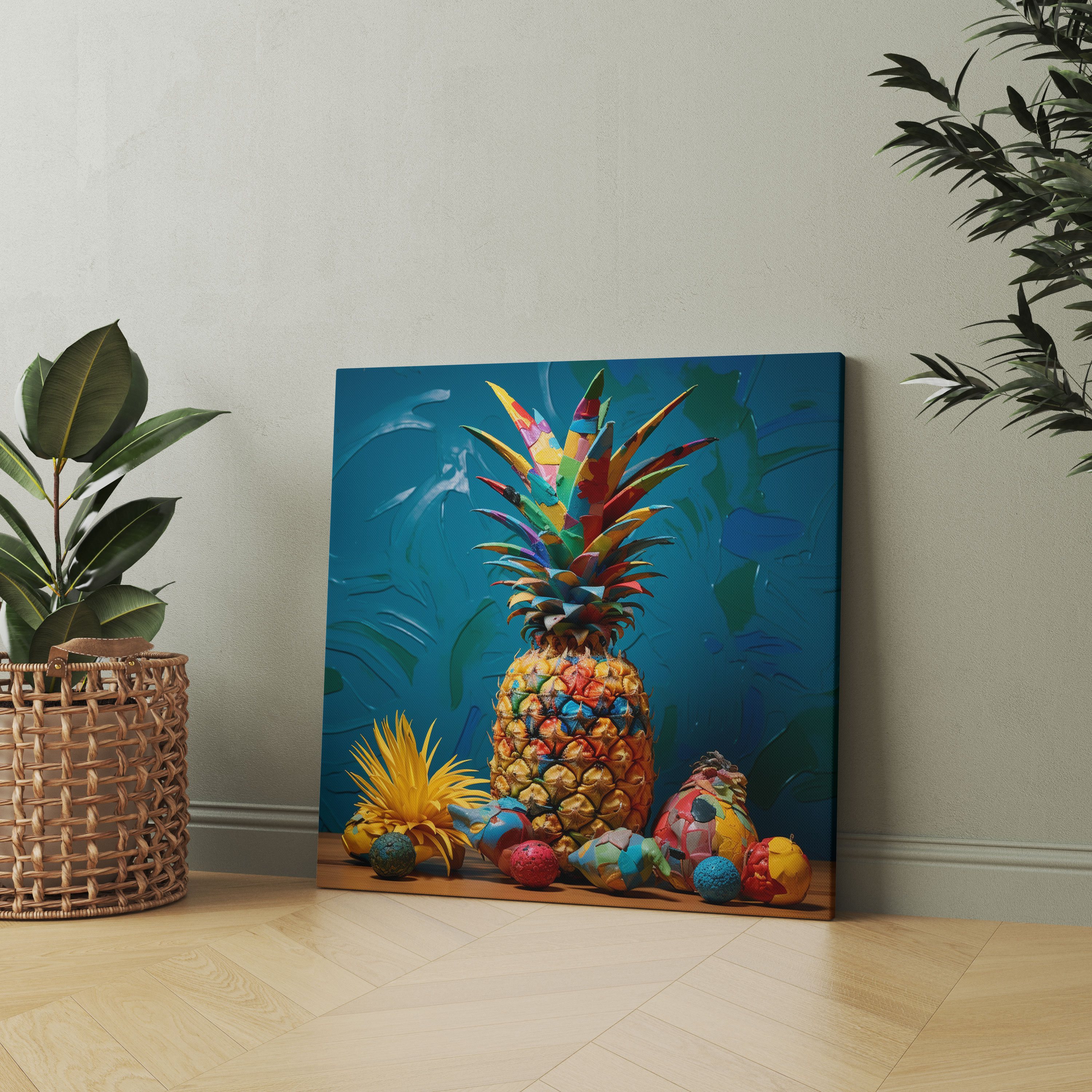 Ananas Wanddekoration - Ananas Leinwandbild Leinwandkunst Skulptur