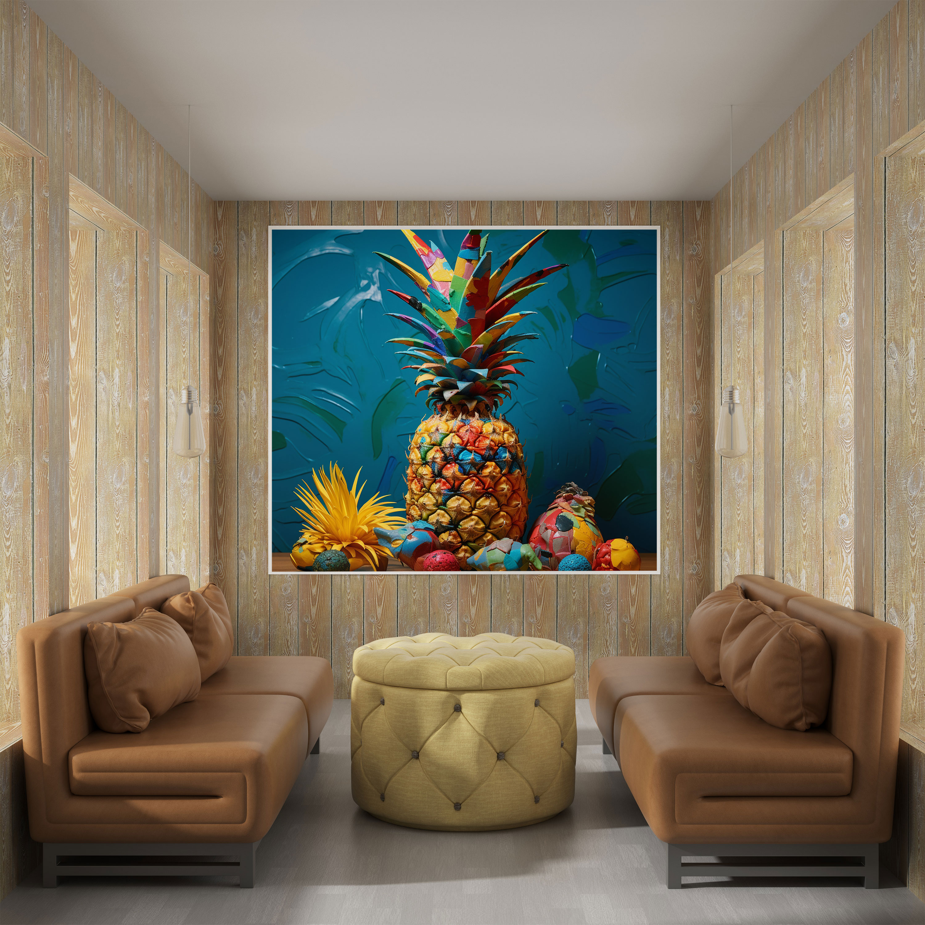 Ananas Wanddekoration - Ananas Leinwandbild Leinwandkunst Skulptur