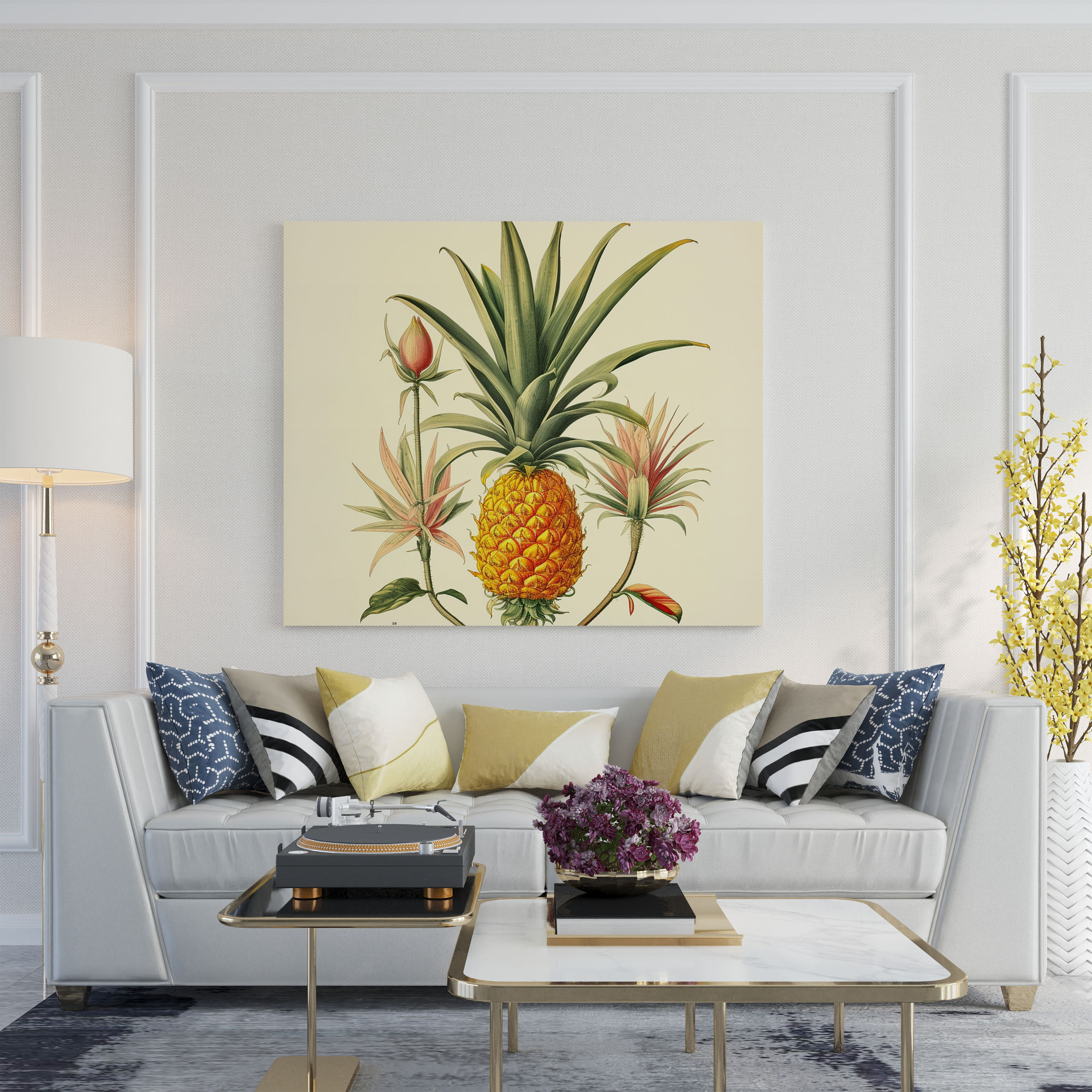 Pineapple Canvas Print - Pineapple, Vintage Botanical Illustration, Pineapple, Timeless Appeal