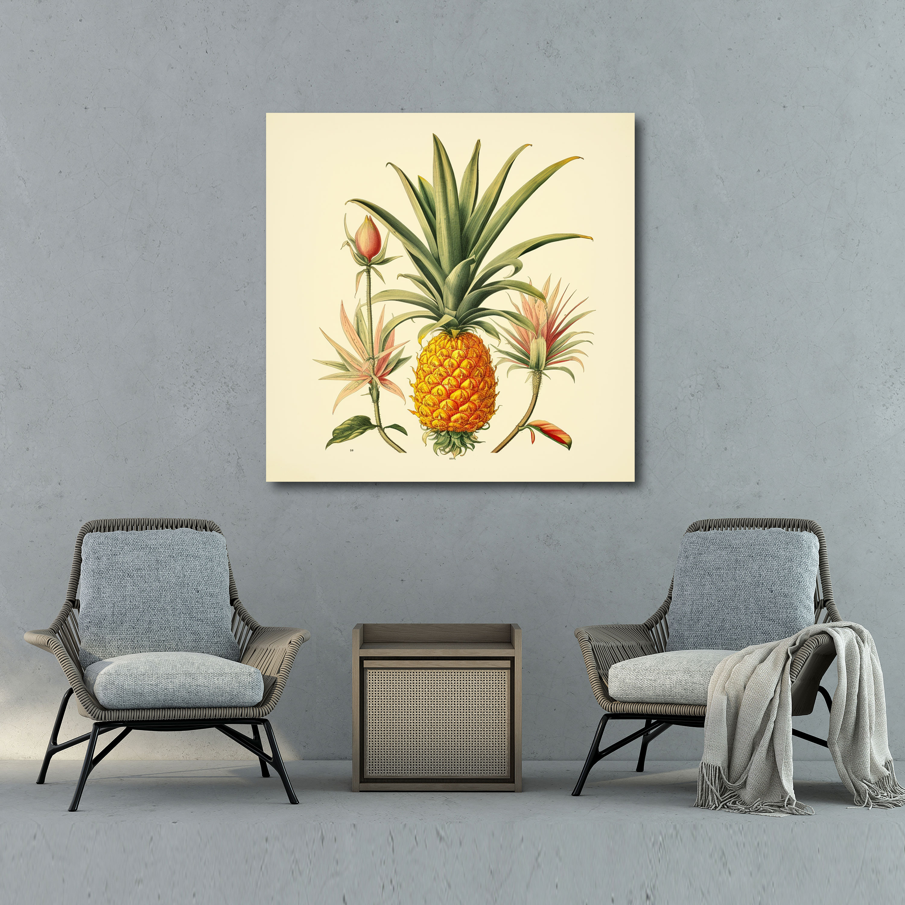 Pineapple Canvas Print - Pineapple, Vintage Botanical Illustration, Pineapple, Timeless Appeal