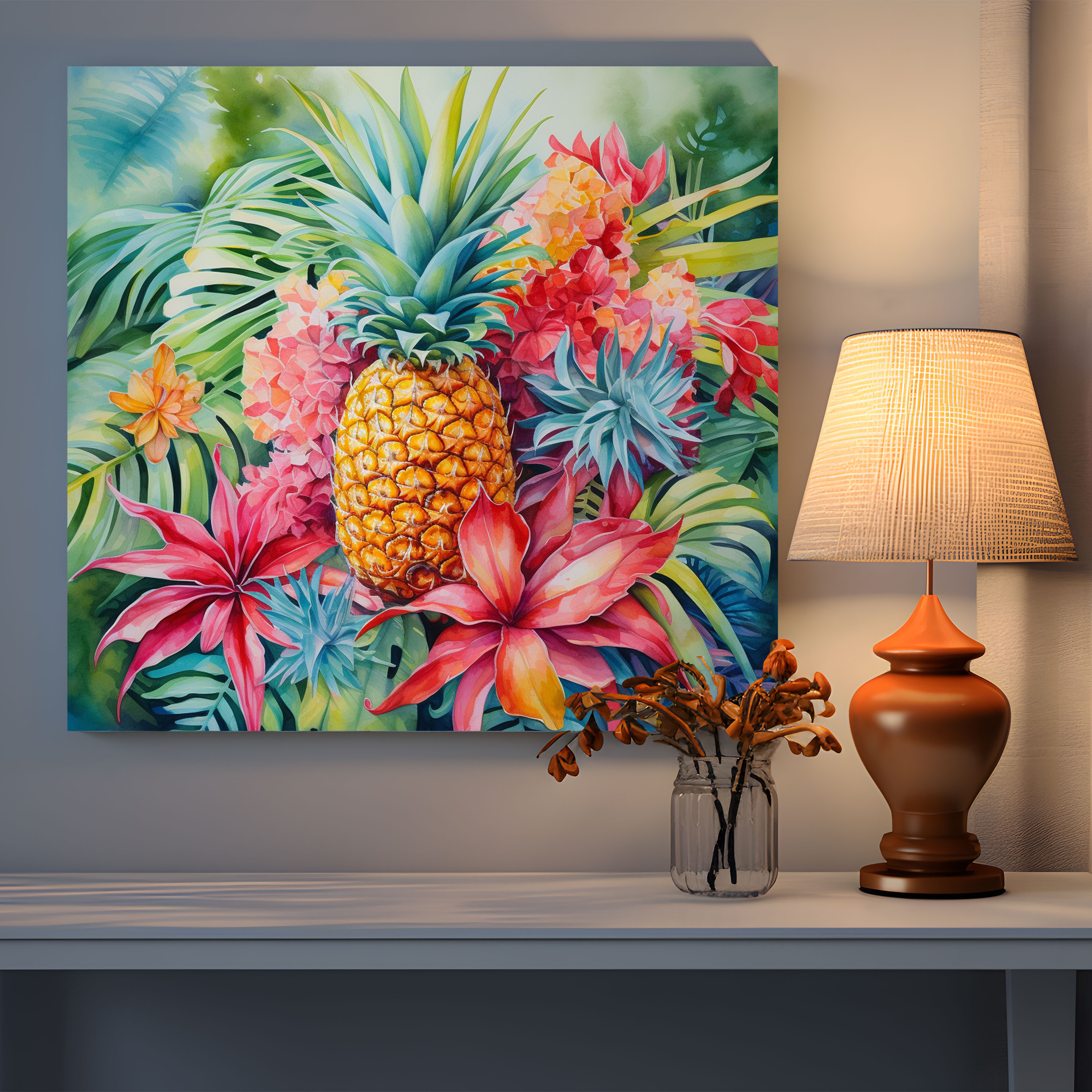 Tropisches Ananas Leinwandbild - Ananas Wohn-Dekoration Leinwand Kunst Leinwandbild
