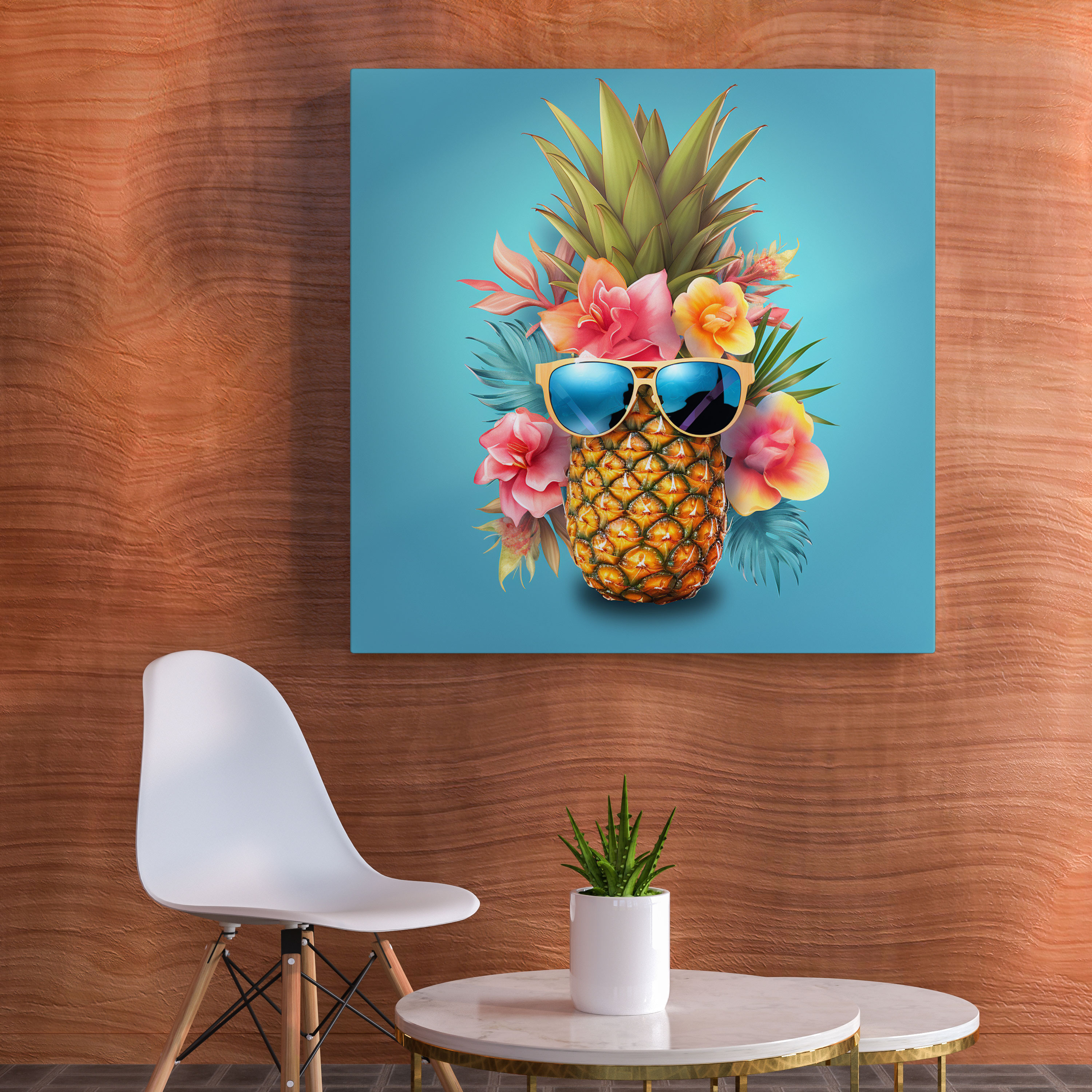 Pineapple Wall Art - Pineapple, Canvas, Floral Crown, Home Decoration