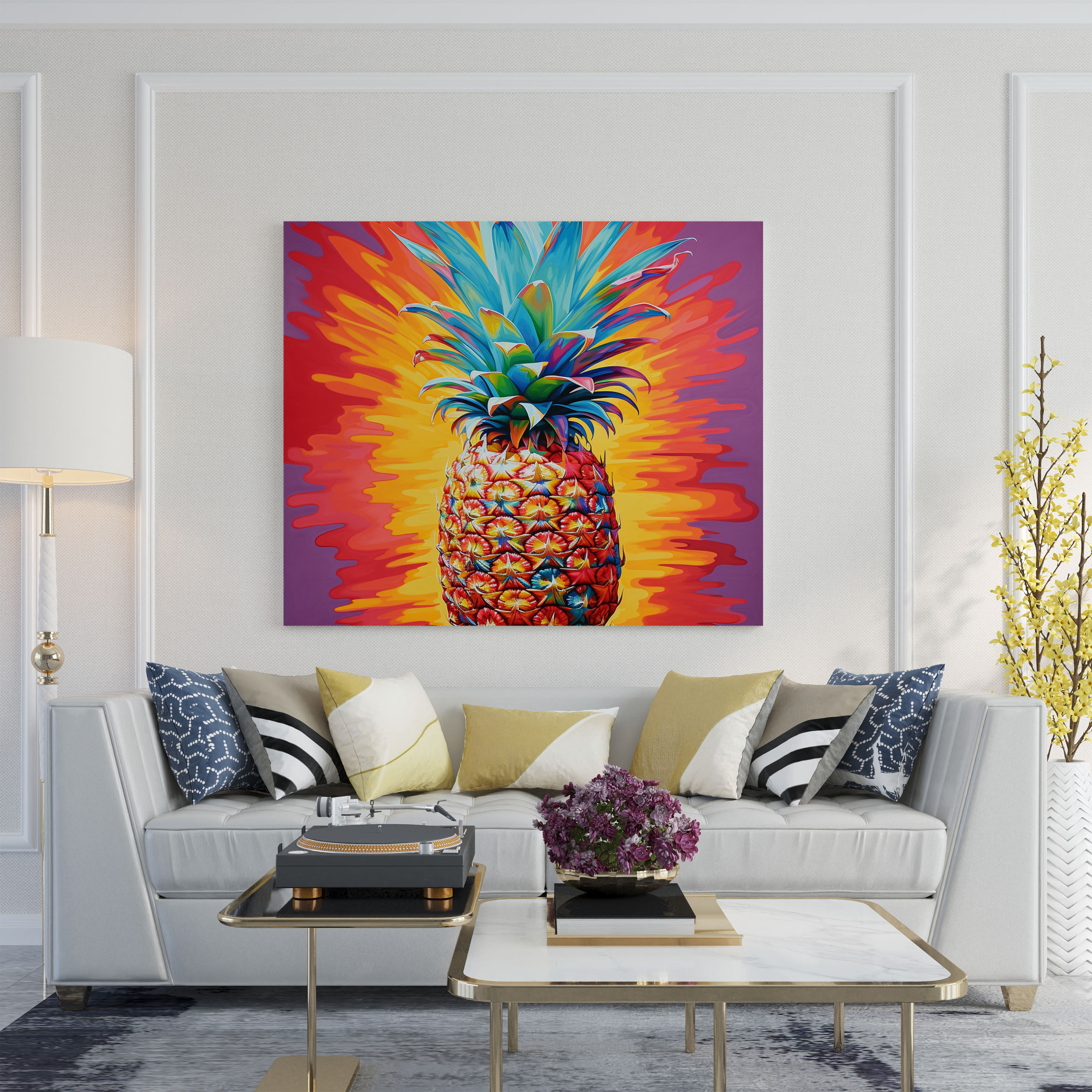 Bold Pineapple Wall Art - Pineapple, Energy, Canvas, Contrasting Background