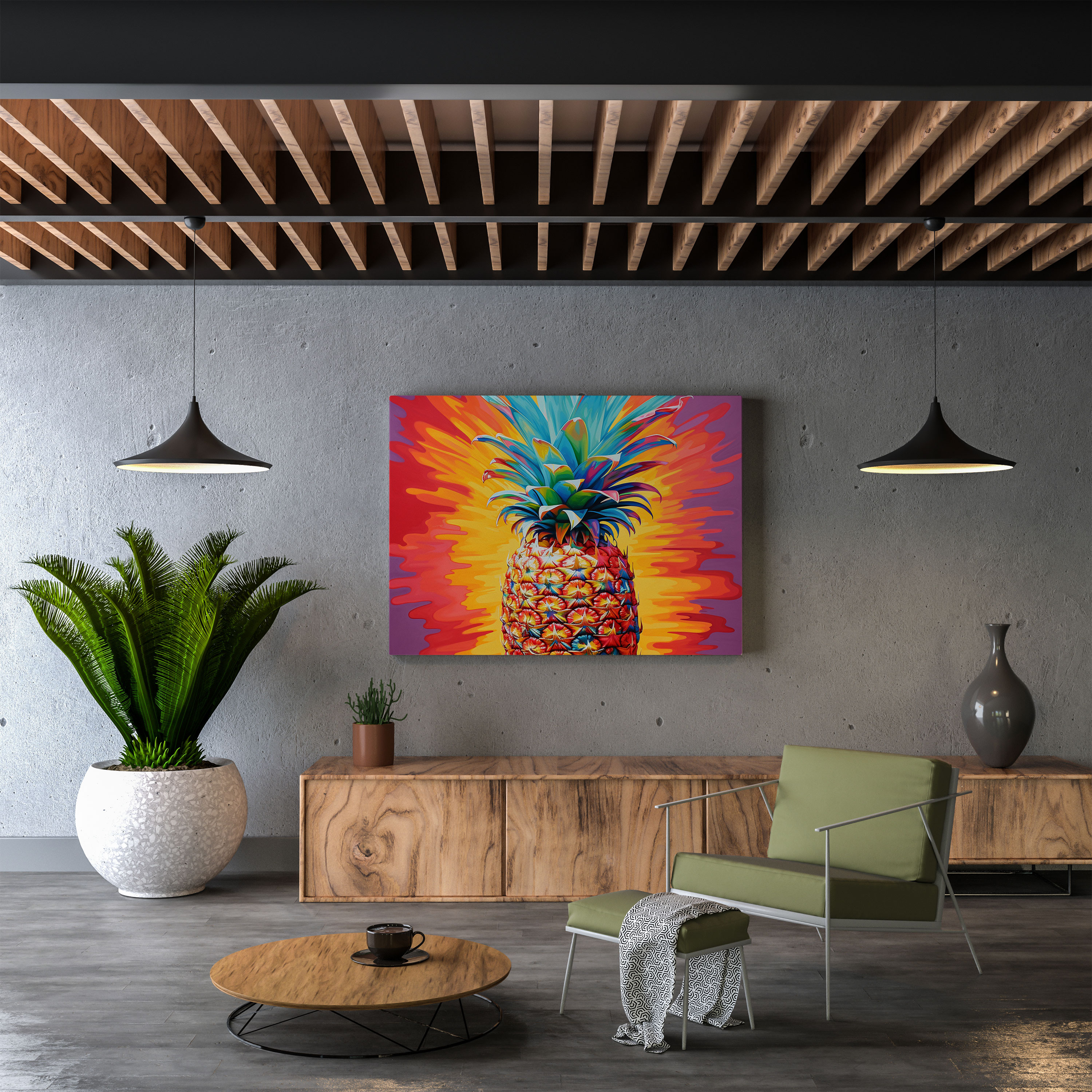 Bold Pineapple Wall Art - Pineapple, Energy, Canvas, Contrasting Background