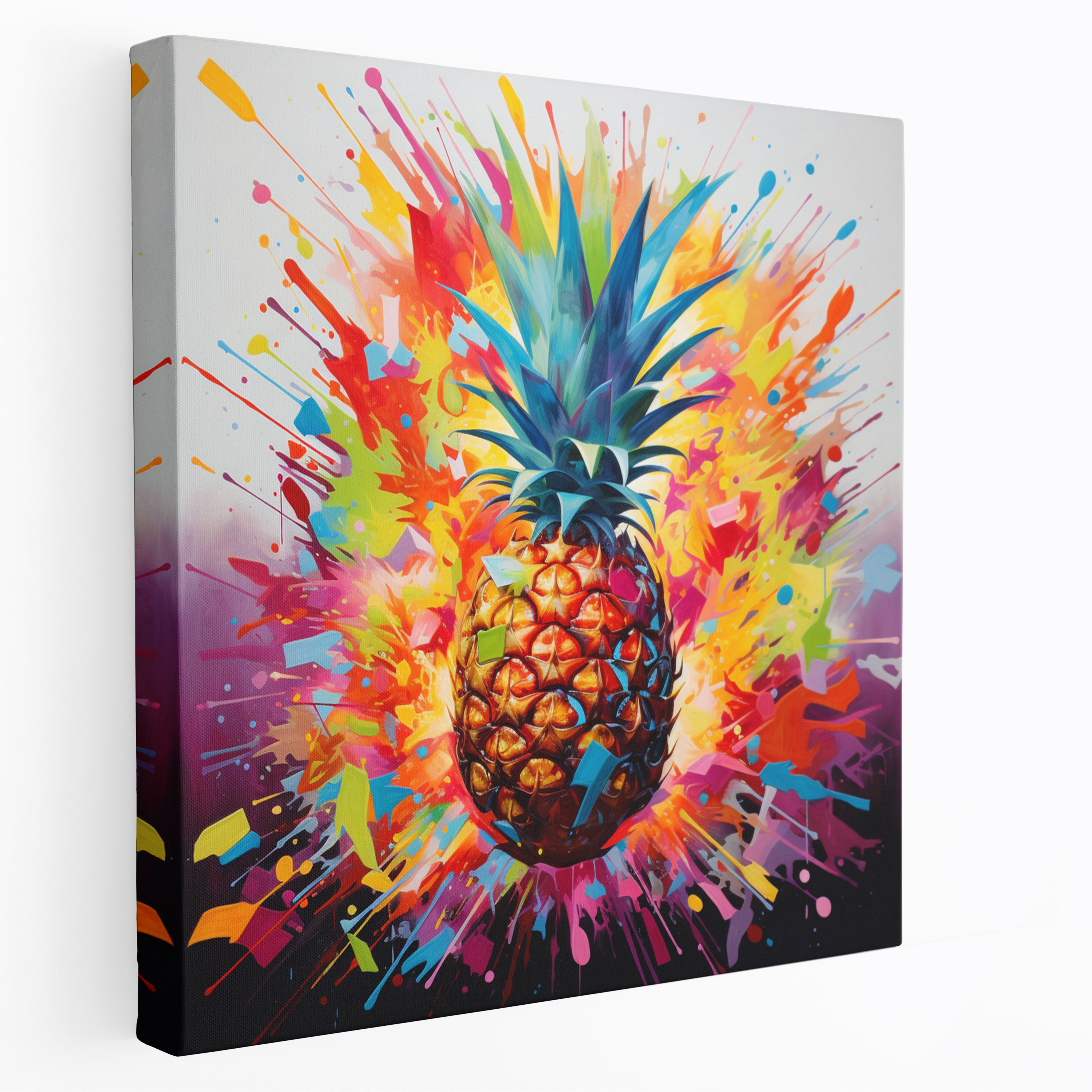 Abstract Pineapple Wall Art - Pineapple, Wall Decoration, Geometric Shapes, Canvas