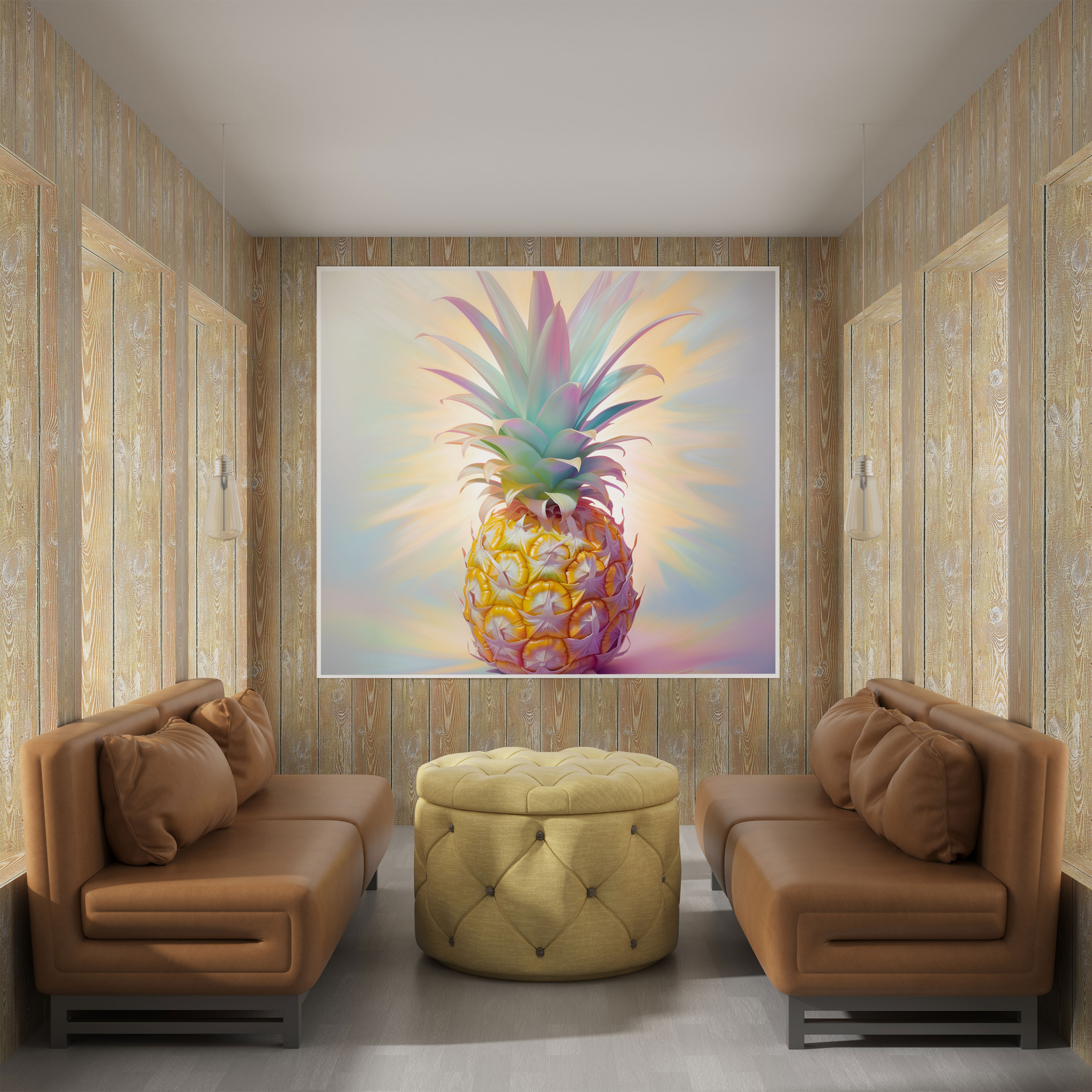 Pastel Pineapple Canvas Print - Pineapple, Pastel Painting, Dreamy, Wall Art