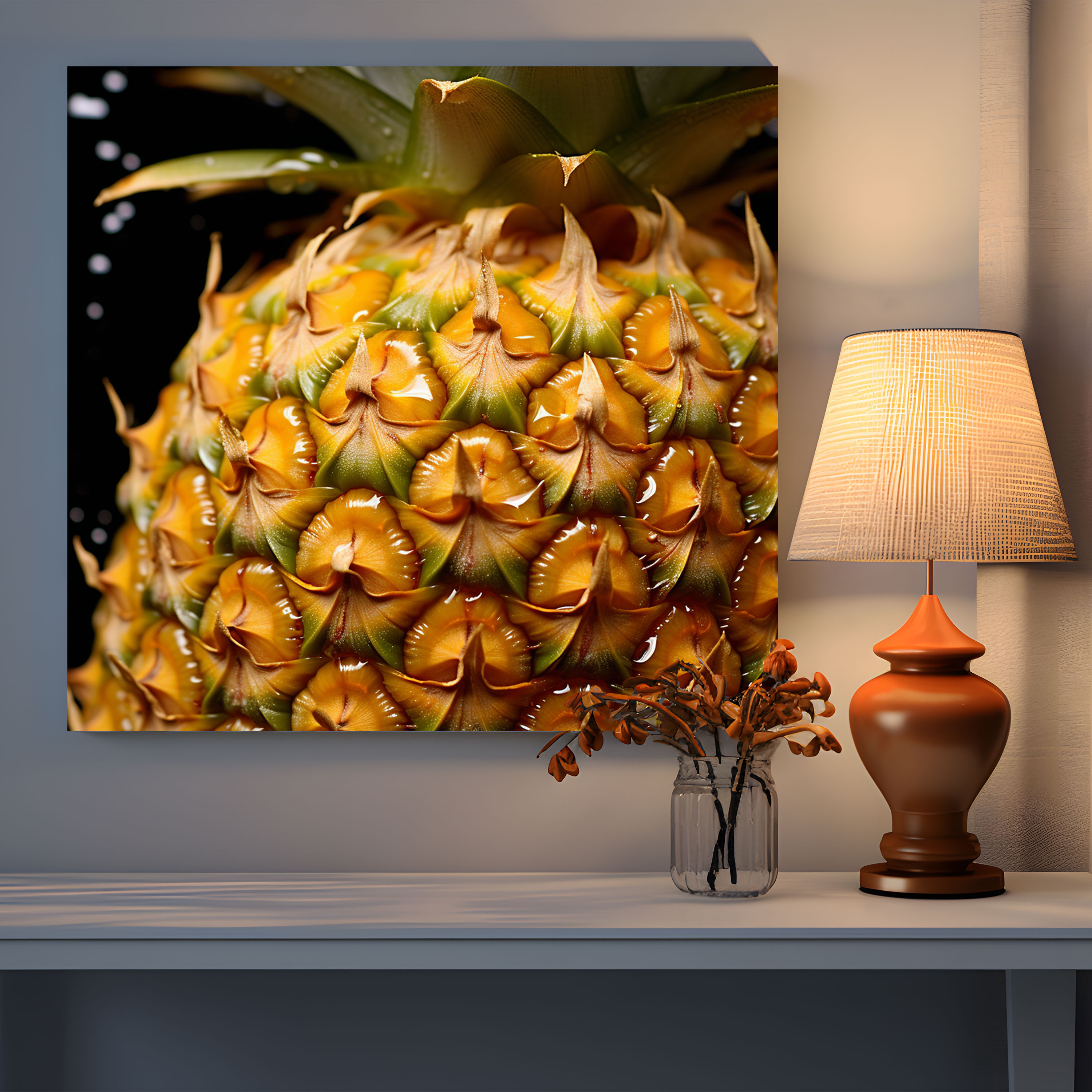 Textured Pineapple Canvas Print - Pineapple, Sophistication, Textured Skin, Wall Art