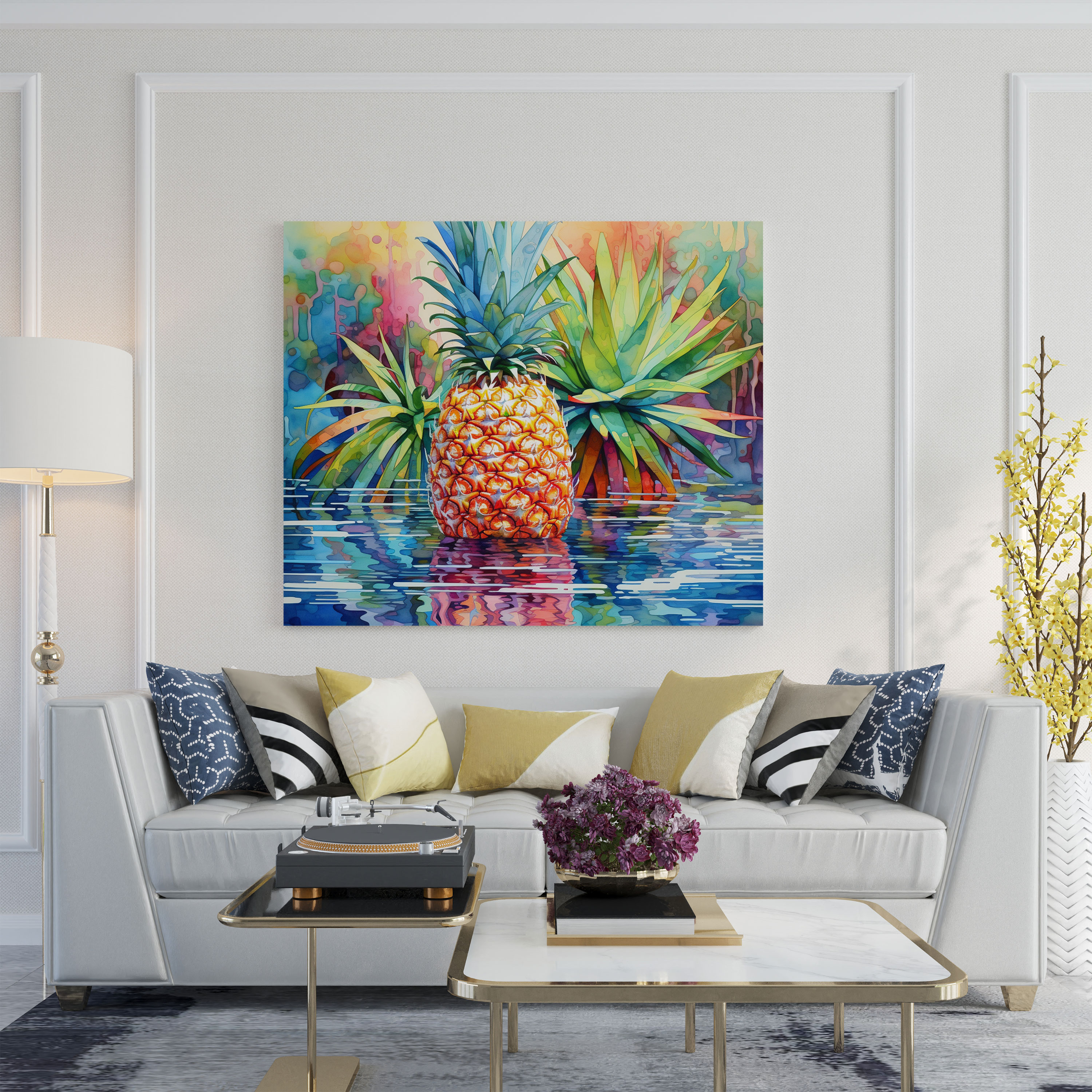 Pineapple Leinwandbild Wandkunst - Tropisch Wanddekoration Leinwandbild