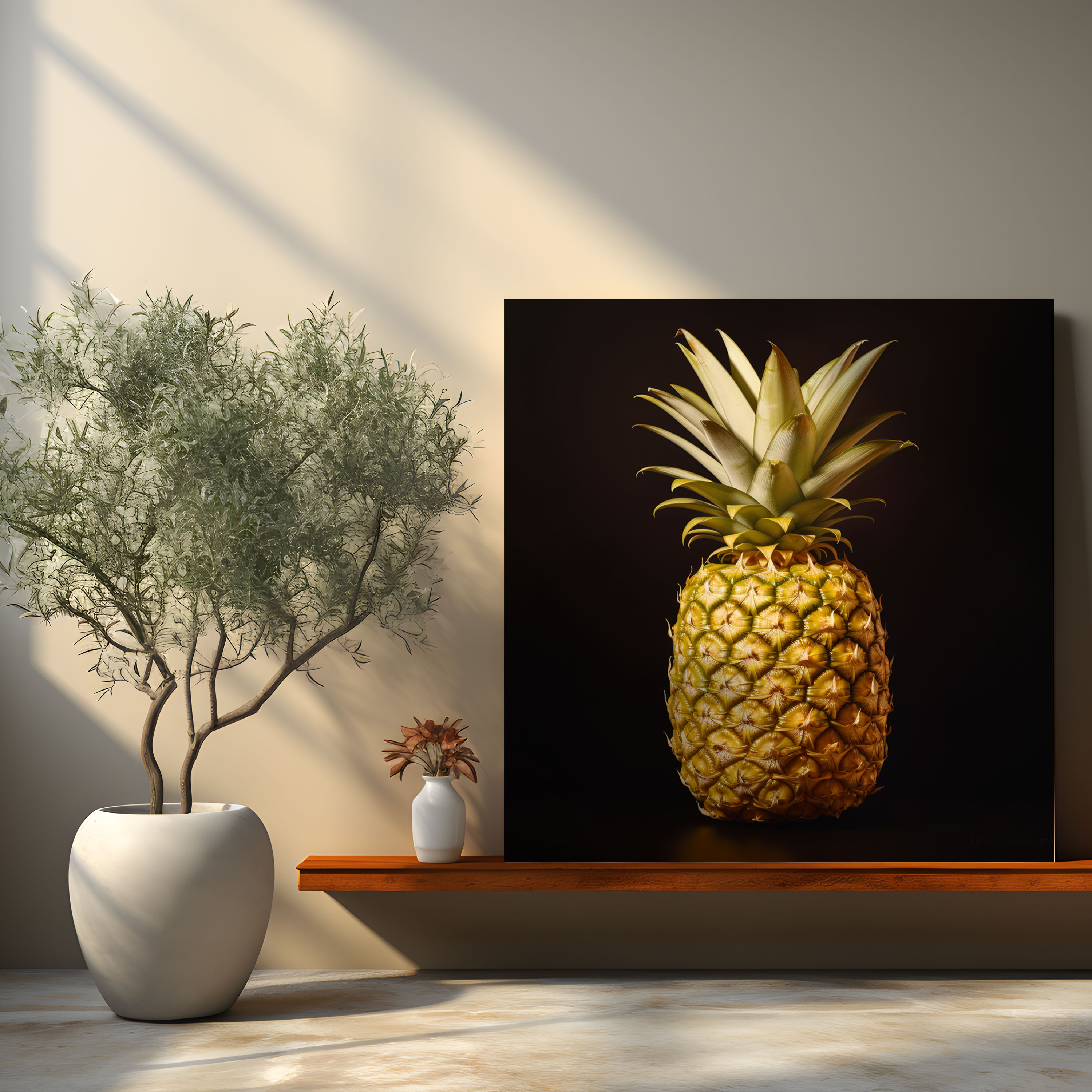 Pineapple Canvas Print - Pineapple, Luscious Texture, Pineapple, Photorealistic Painting