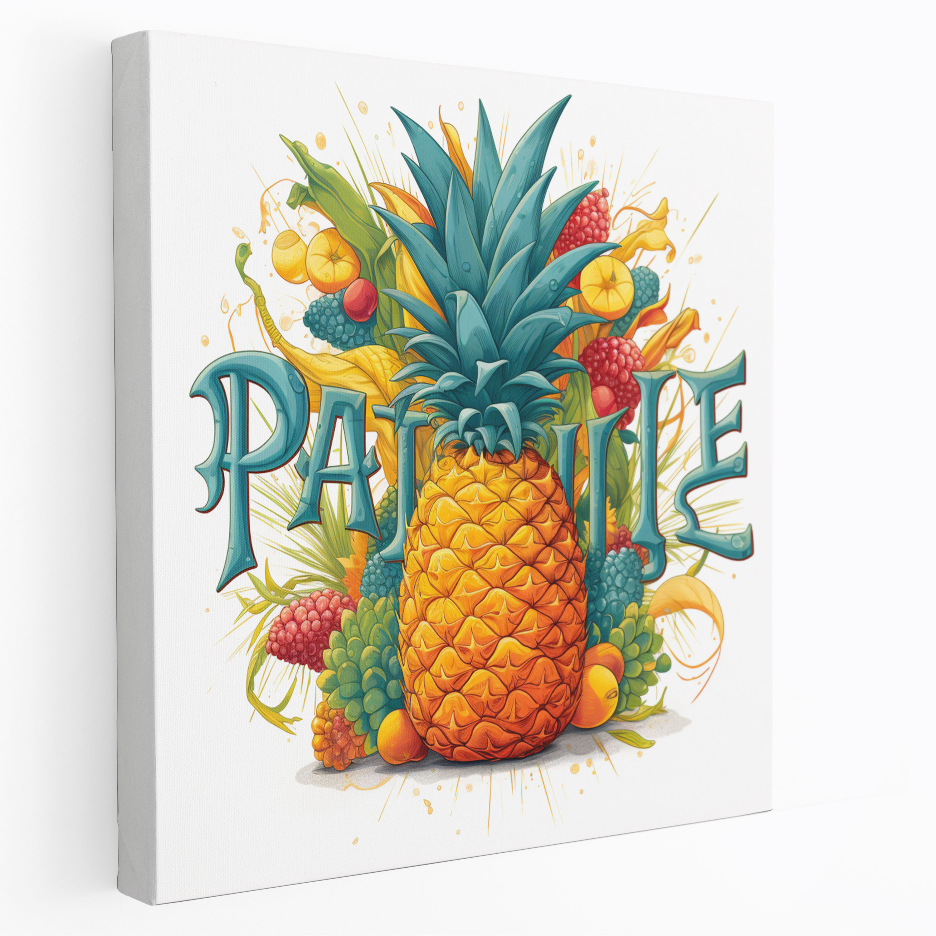 Ananas Typografie Wanddeko - Ananas Zuhause Dekoration Leinwand Wandkunst