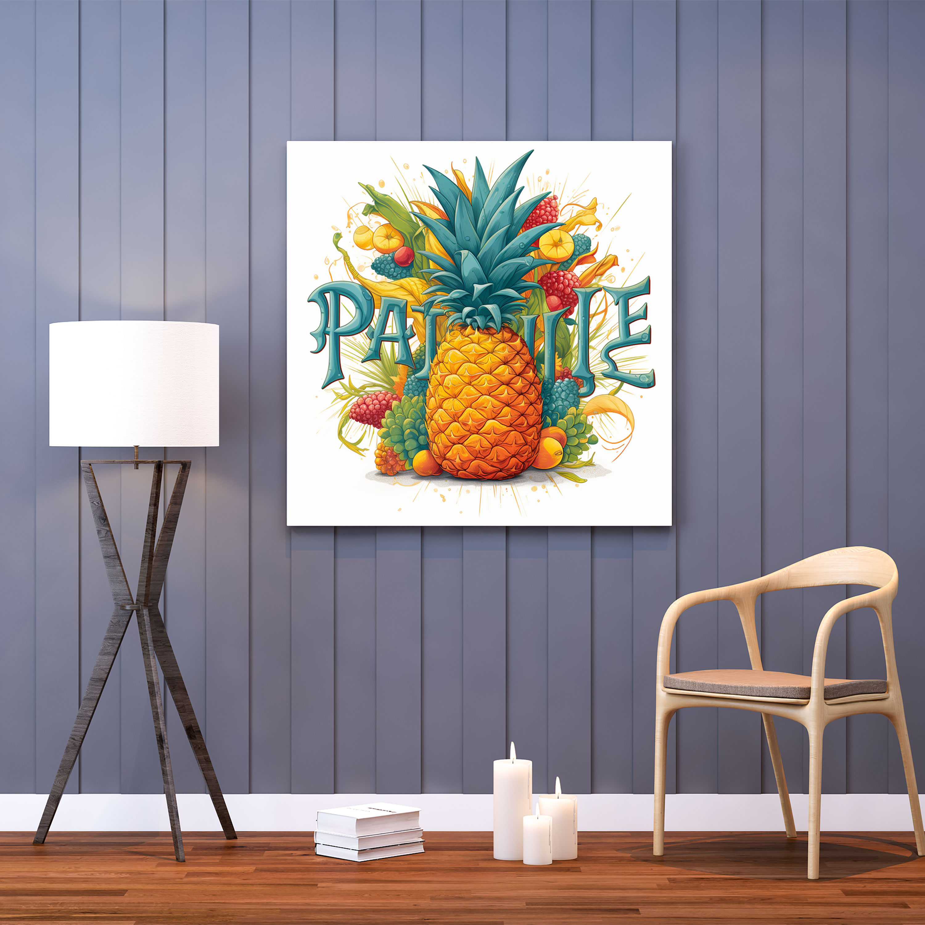 Ananas Typografie Wanddeko - Ananas Zuhause Dekoration Leinwand Wandkunst