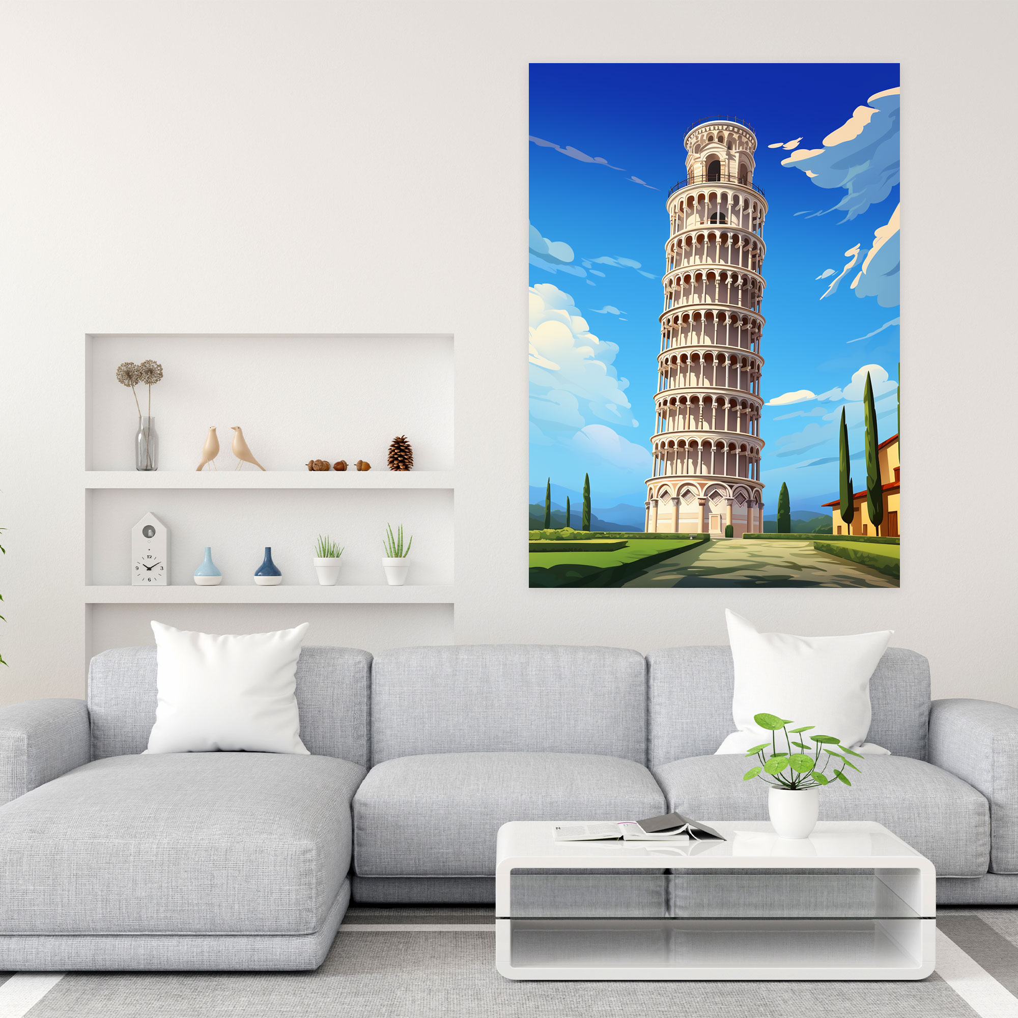 Pisa Eğik Kulesi Kanvas Tablo - Eğik Kule Kanvas Tablo Duvar Sanatı
