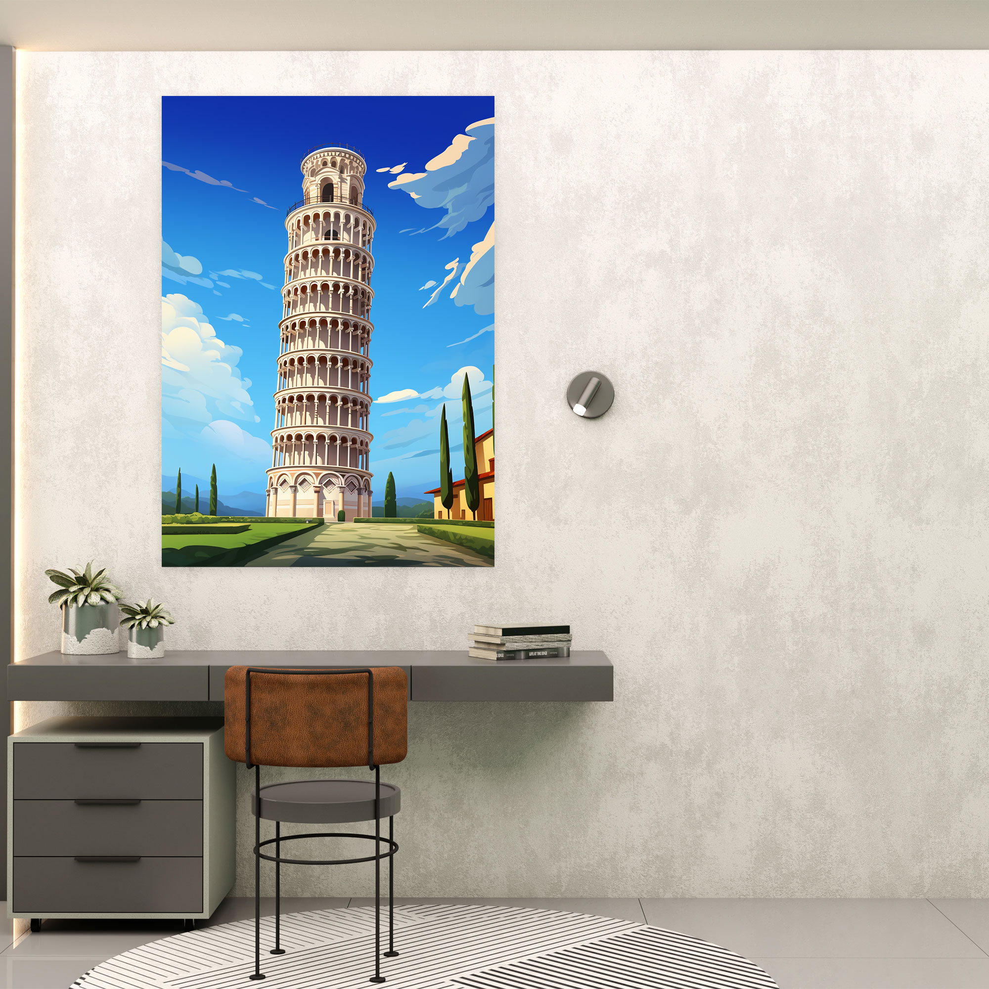 Pisa Eğik Kulesi Kanvas Tablo - Eğik Kule Kanvas Tablo Duvar Sanatı