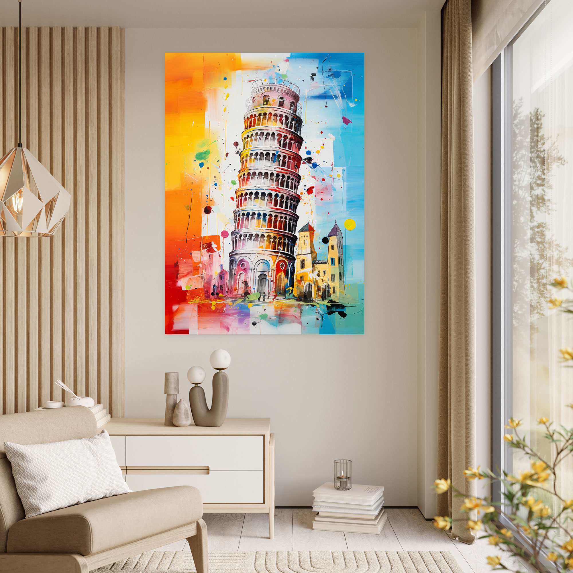 Pisa Eğik Kulesi Kanvas Duvar Sanatı - Duvar Dekorasyonu için Pisa Eğik Kulesi Kanvas Tablo